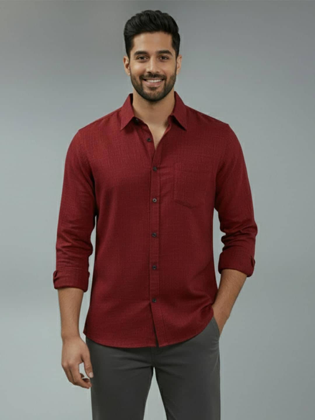 Trendi Vastra Cotton Blend Slim Fit Solids Full Sleeves Men's Casual Shirt - Green ( Pack of 1 )
