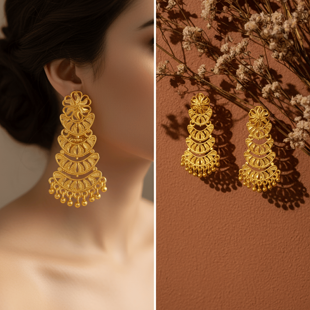 LUV FASHION Gold Chandelier Earrings ( Pack of 1 ) - Earrings | Buy online on ZillyBuy