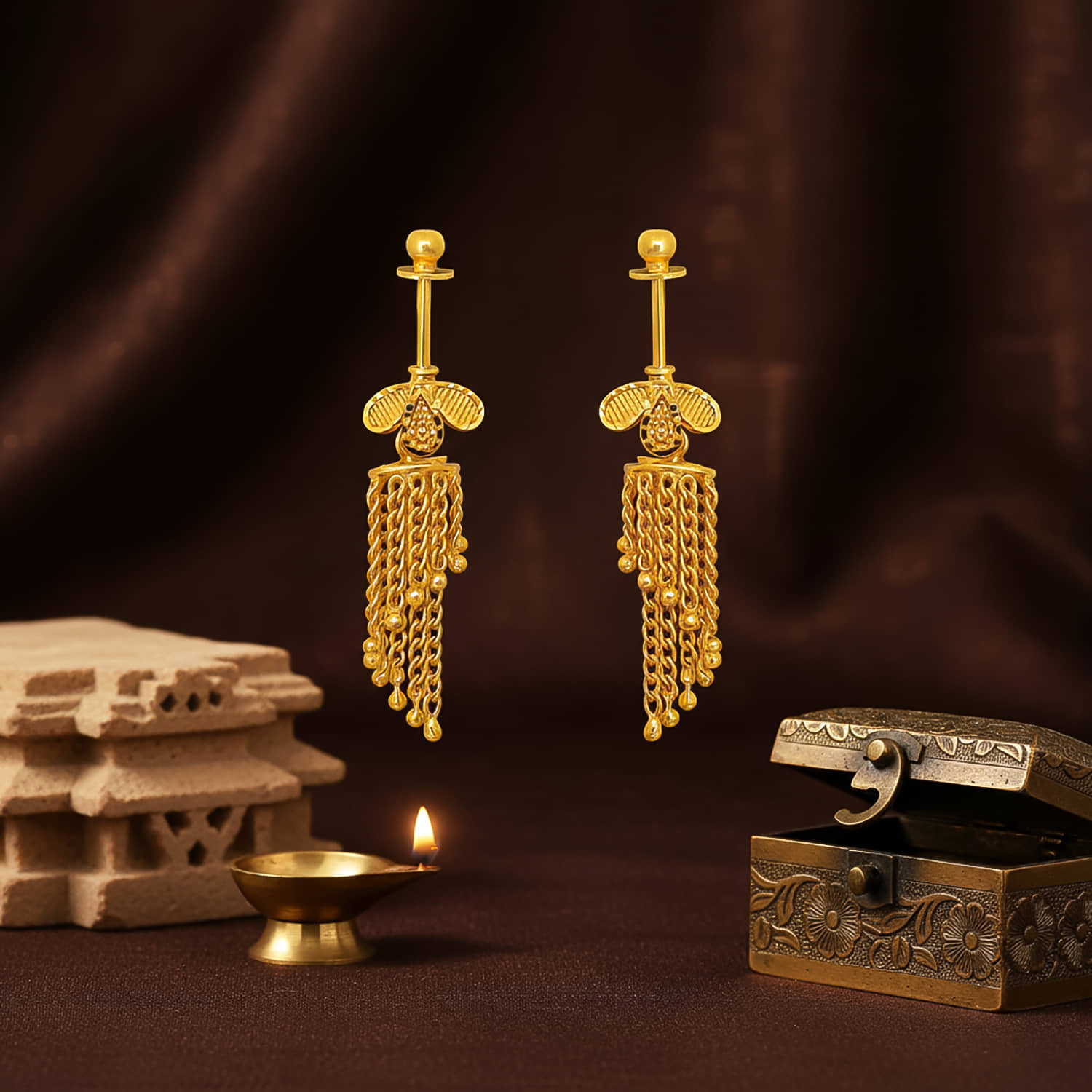 LUV FASHION Gold Chandelier Earrings ( Pack of 1 ) - Earrings | Buy online on ZillyBuy