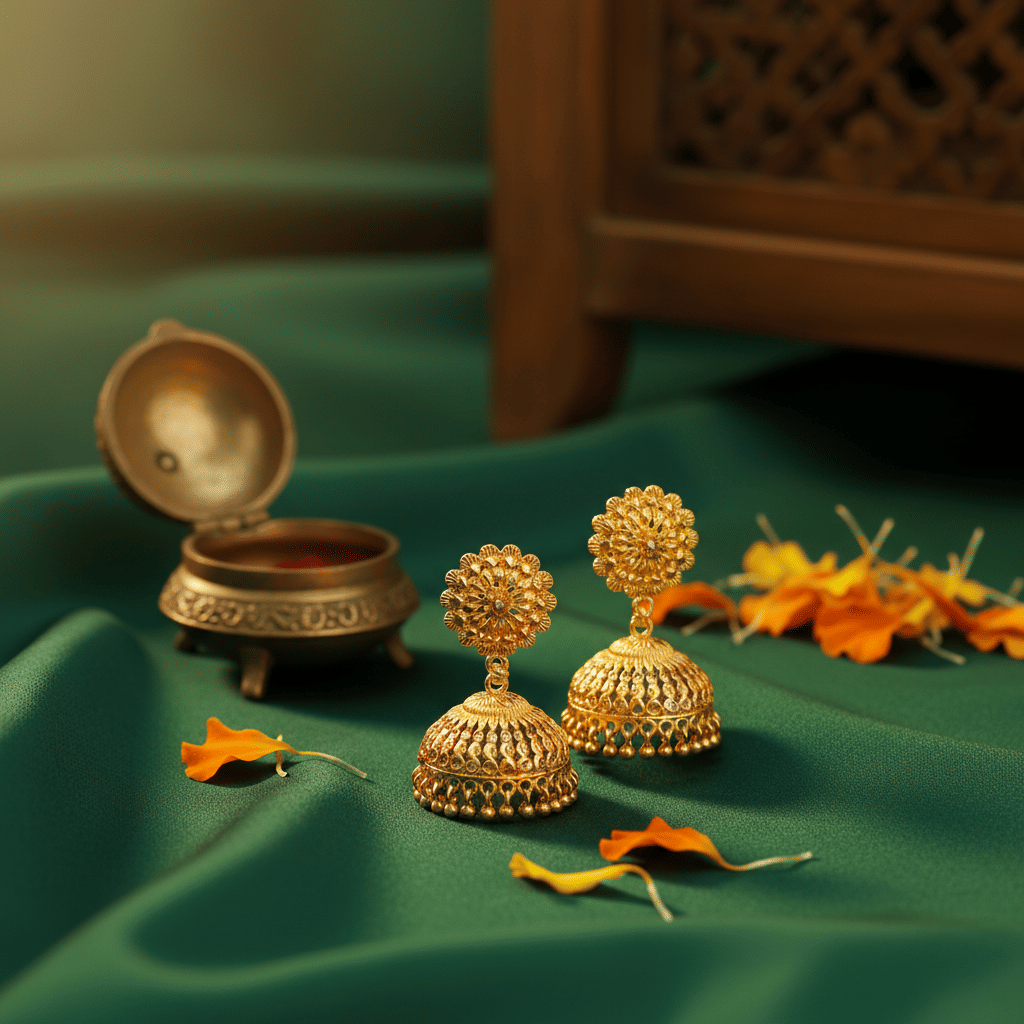 LUV FASHION Gold Jhumki Earrings ( Pack of 1 ) - Earrings | Buy online on ZillyBuy