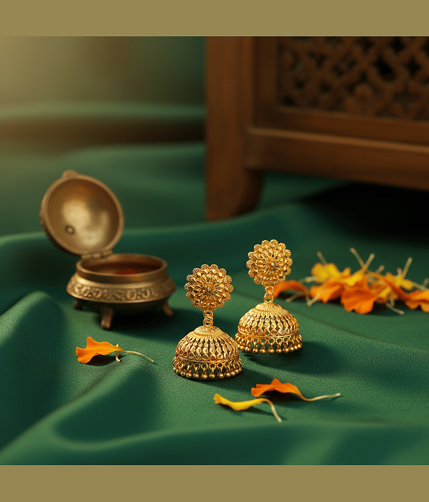 LUV FASHION Gold Jhumki Earrings ( Pack of 1 ) - Earrings | Buy online on ZillyBuy