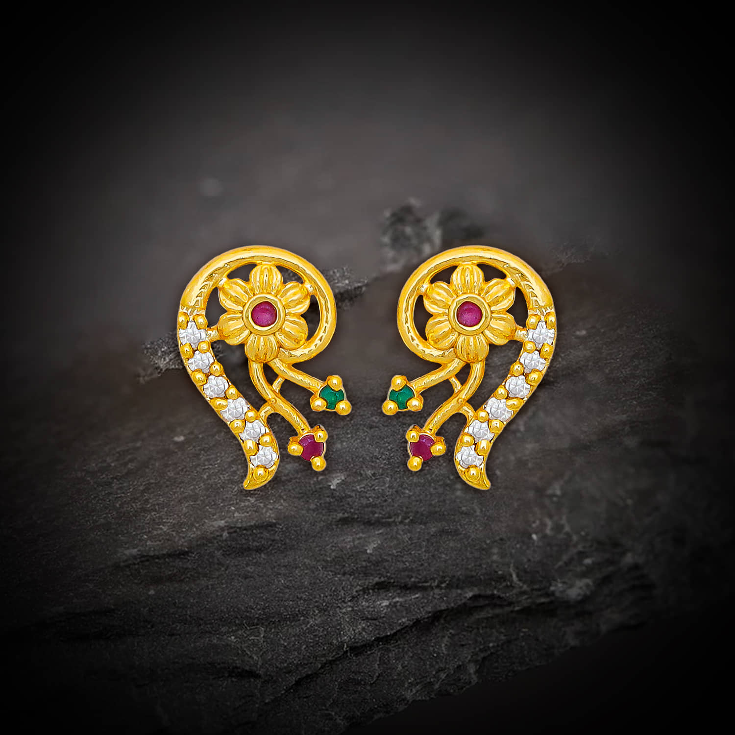 LUV FASHION Gold Stud Earrings ( Pack of 1 ) - Earrings | Buy online on ZillyBuy