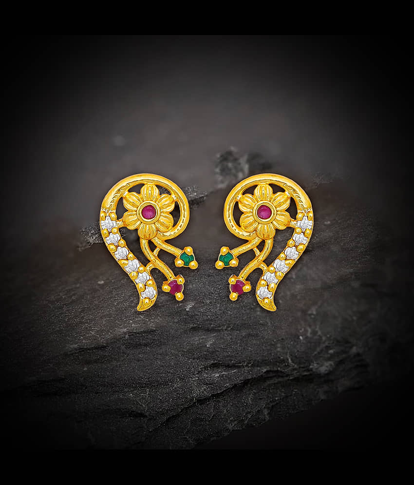 LUV FASHION Gold Stud Earrings ( Pack of 1 ) - Earrings | Buy online on ZillyBuy