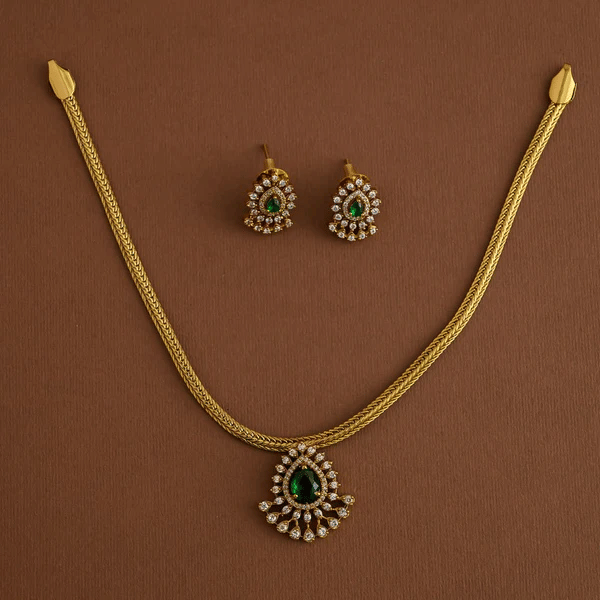 ROFARWORD Gold Brass Necklace Set ( Pack of 1 )