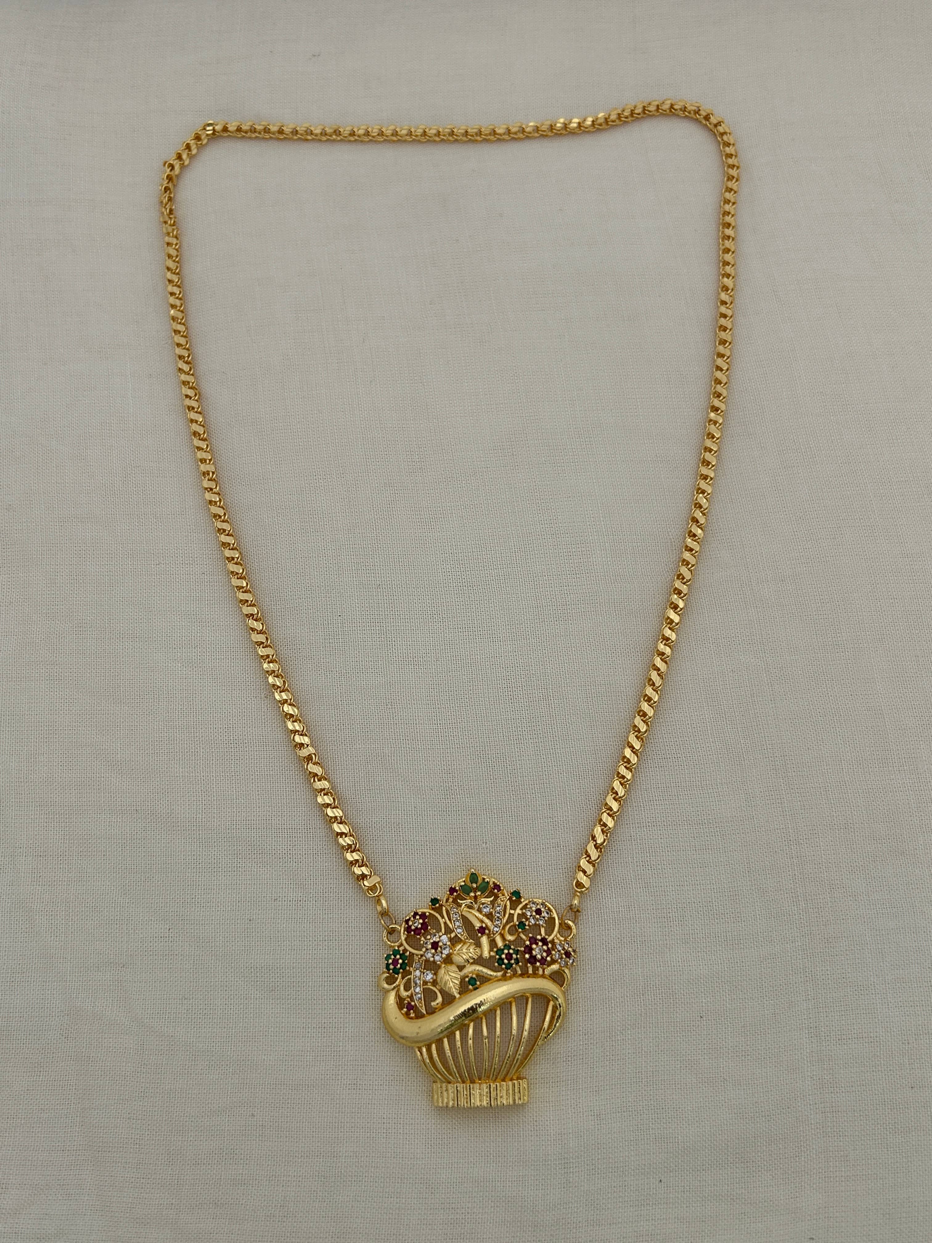 ROFARWORD Gold Brass Necklace Set ( Pack of 1 )