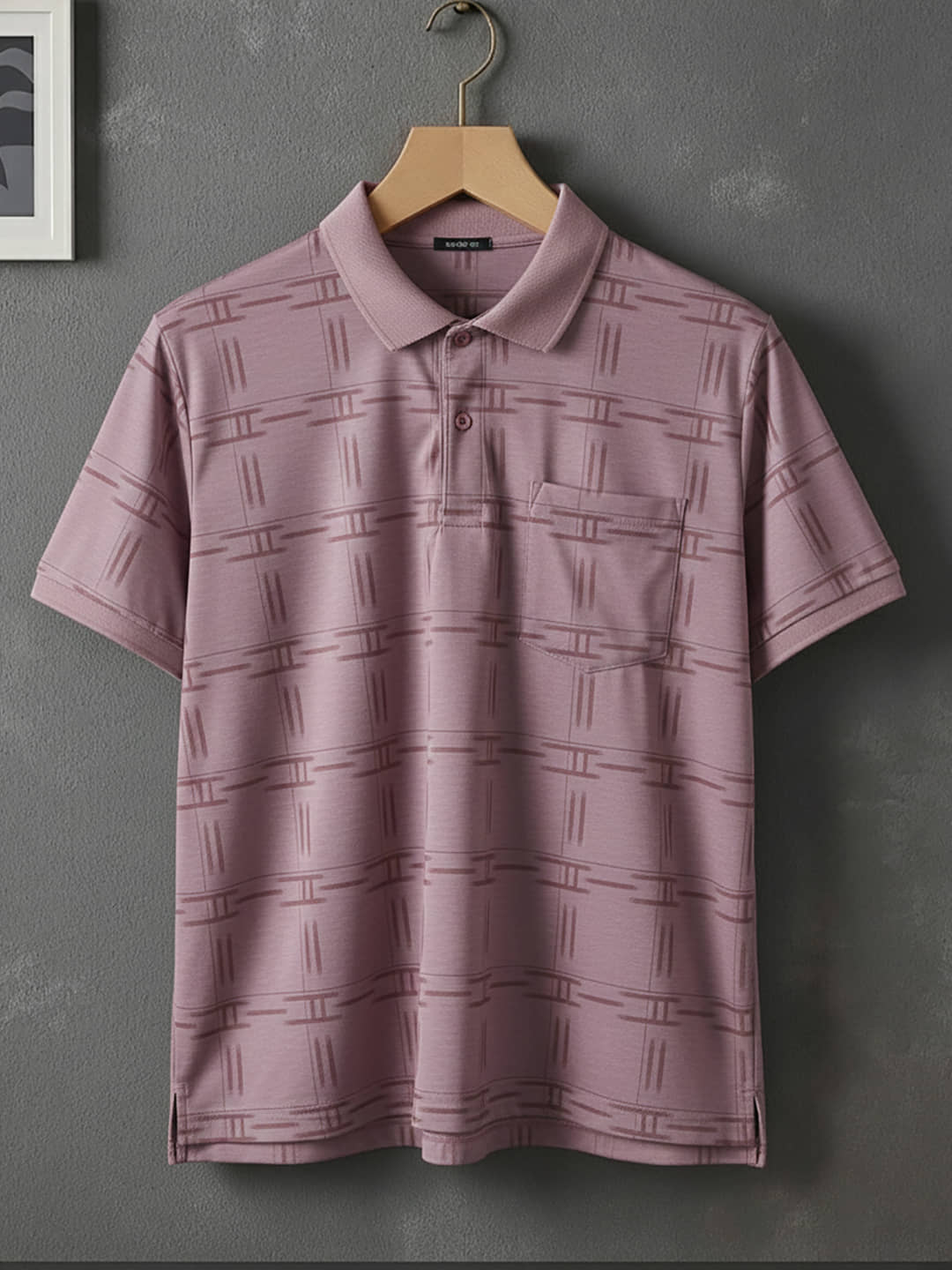 OGEN Men Cotton Blend Regular Fit Printed Polo T Shirt ( Peach )