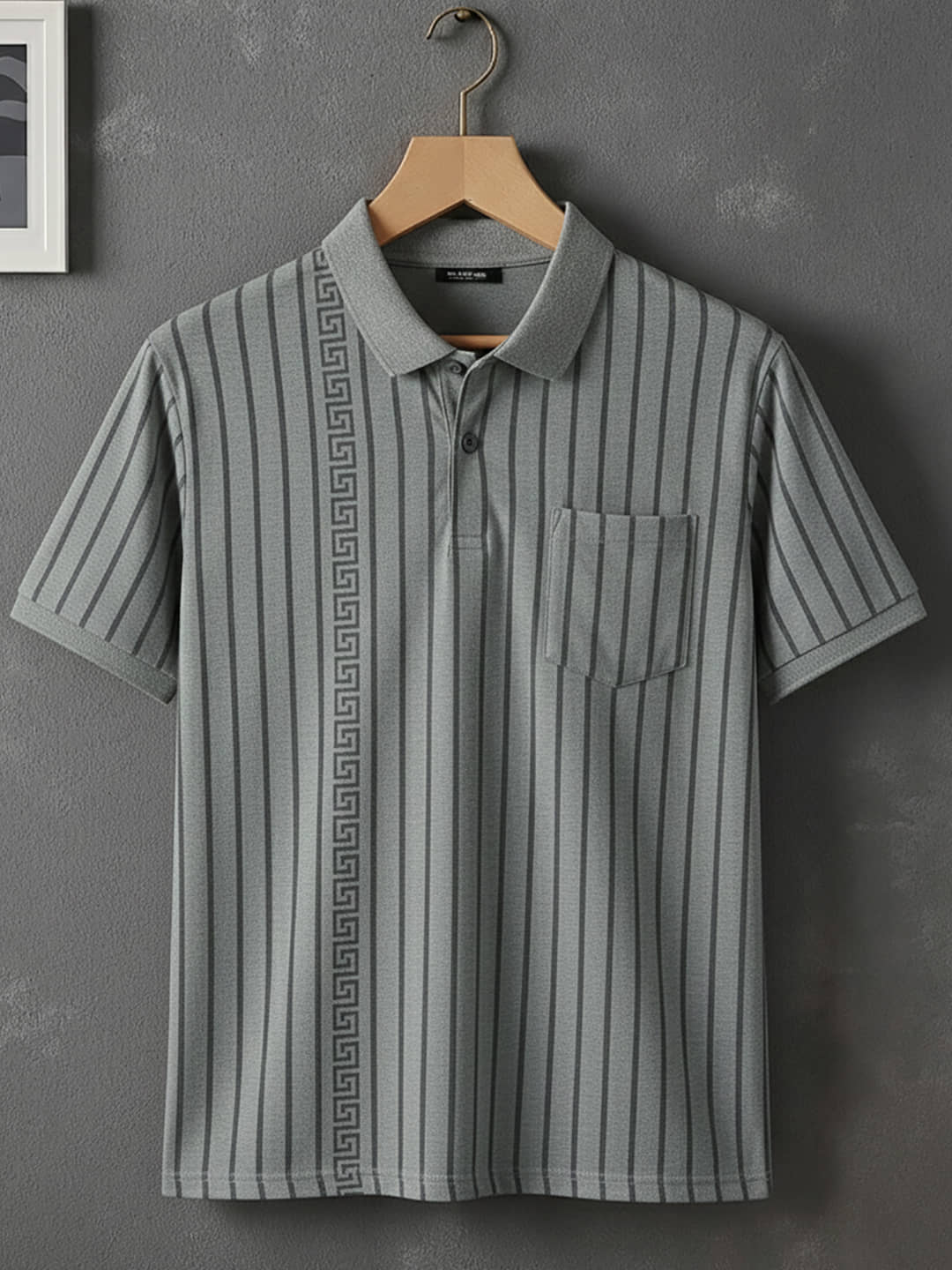 OGEN Men Cotton Blend Regular Fit Striped Polo T Shirt ( Lavender )