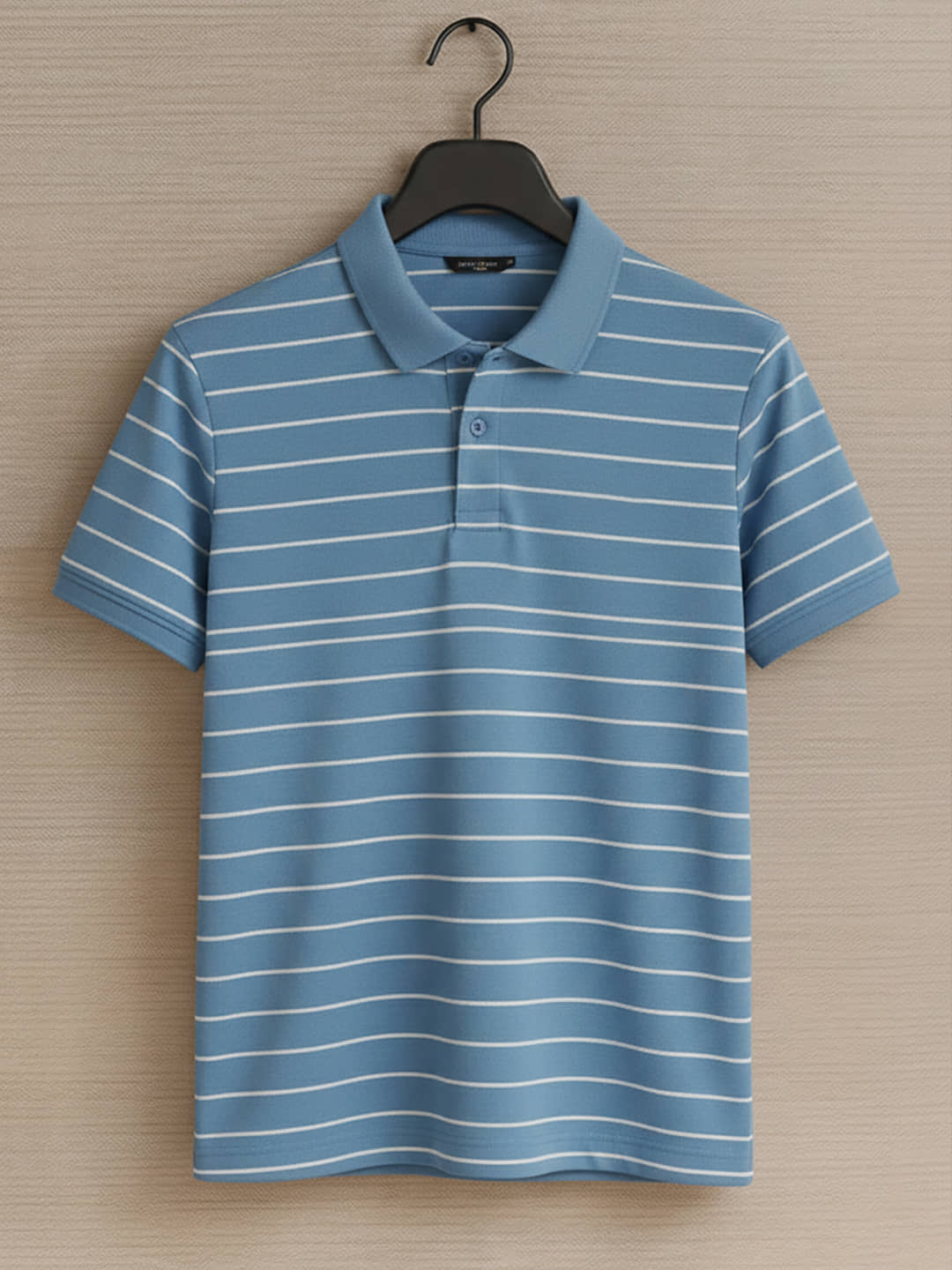 OGEN Men Cotton Blend Regular Fit Striped Polo T Shirt ( Charcoal Grey )