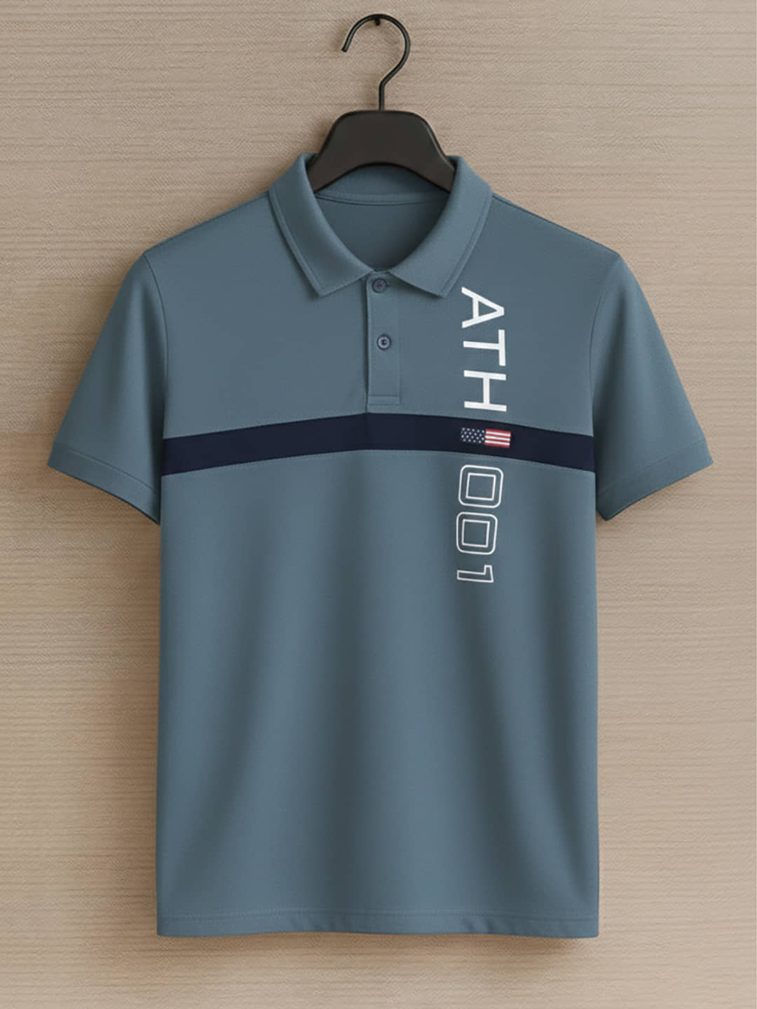 OGEN Men Cotton Blend Regular Fit Printed Polo T Shirt ( Blue )