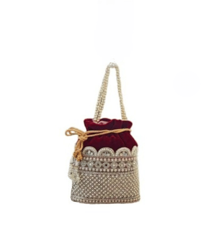 SUNESH CREATION Maroon Fabric Potli - Handbags | Buy online on ZillyBuy