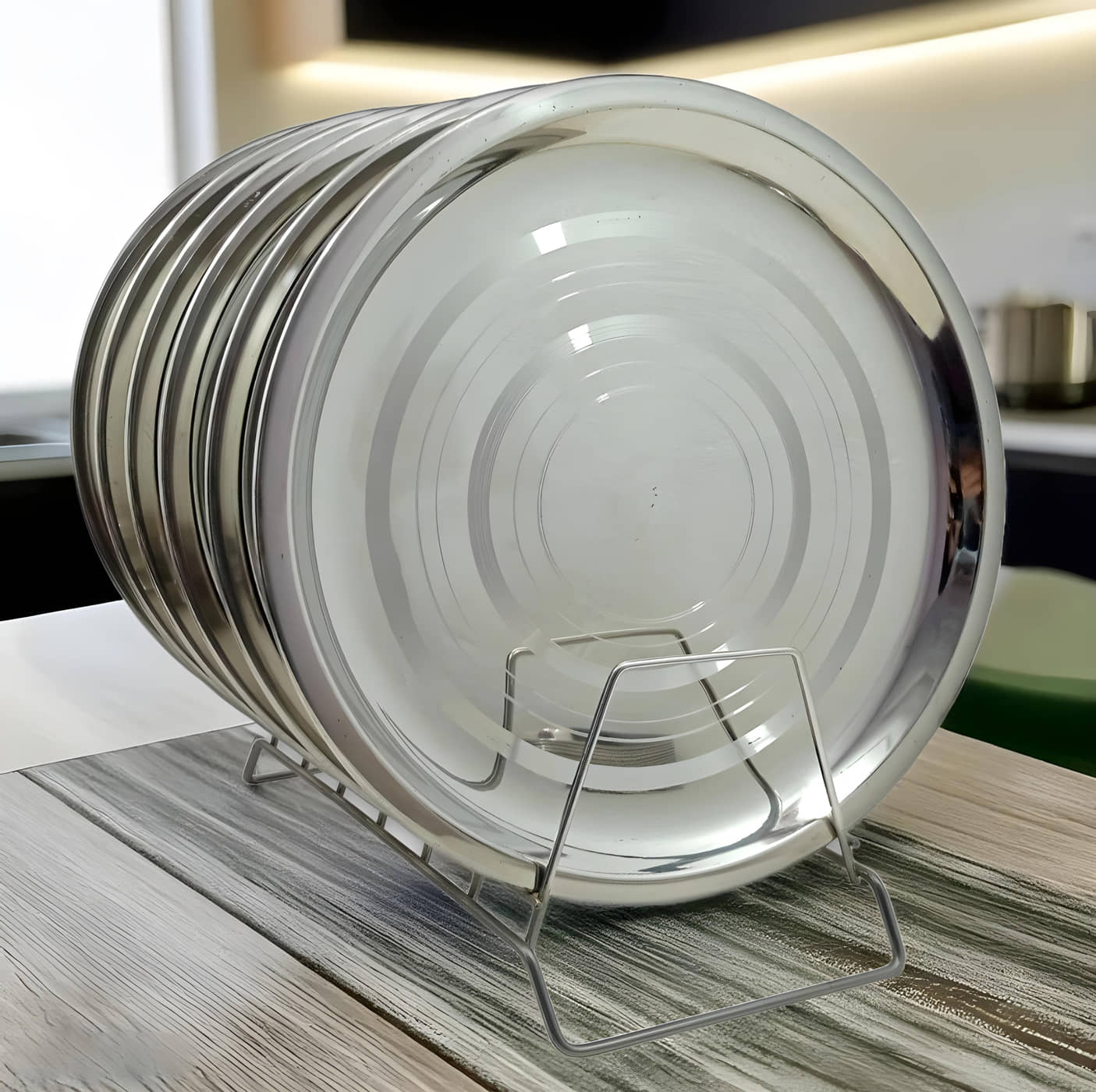 kitchrox 6 Pcs Stainless Steel Silver Full Plate