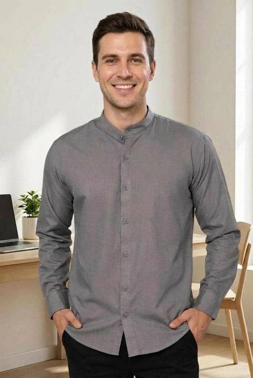 ANAND. Cotton Blend Regular Fit Solids Full Sleeves Men's Casual Shirt - Dark Grey ( Pack of 1 )