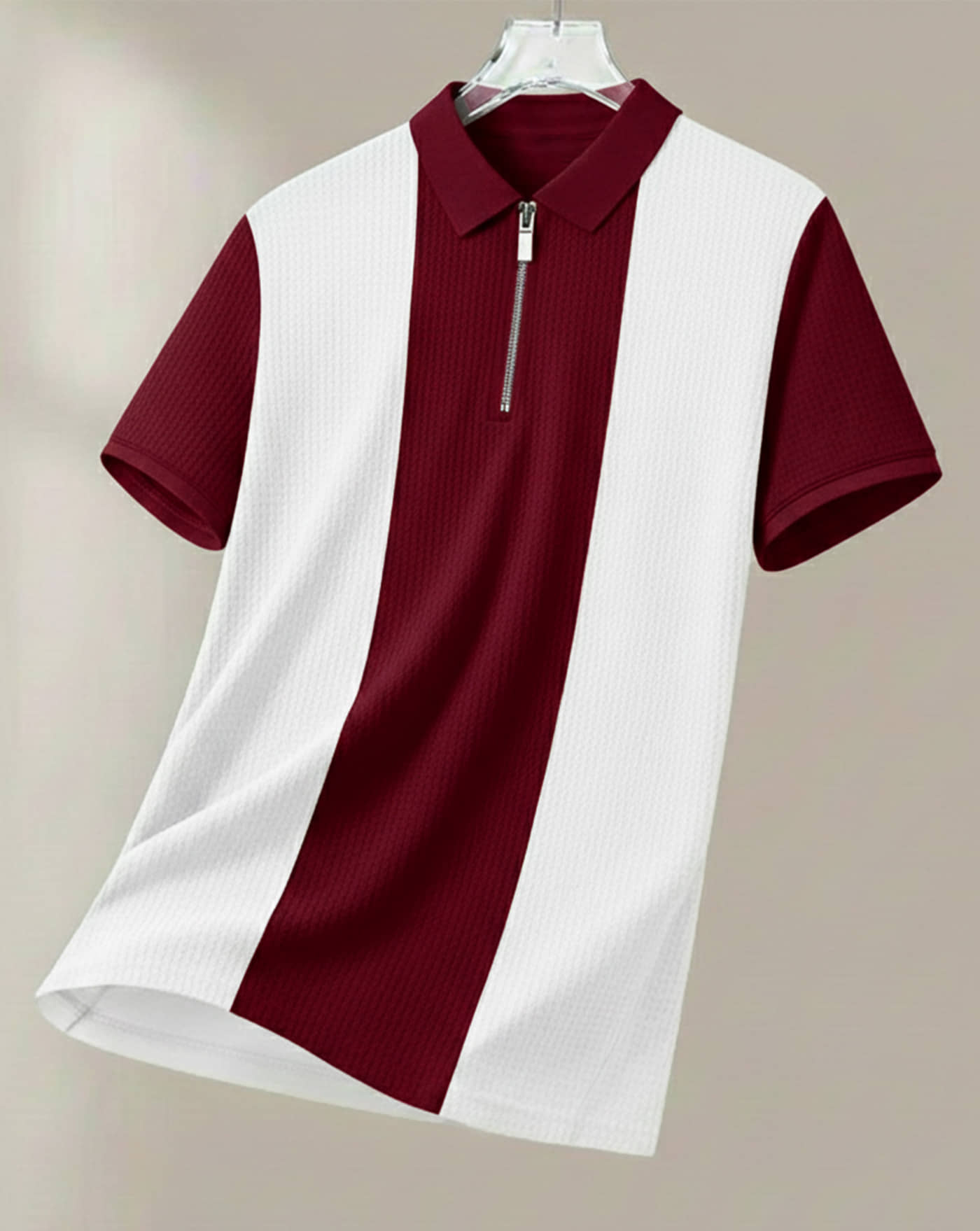 AUSK Men Cotton Blend Regular Fit Striped Polo T Shirt ( Purple )