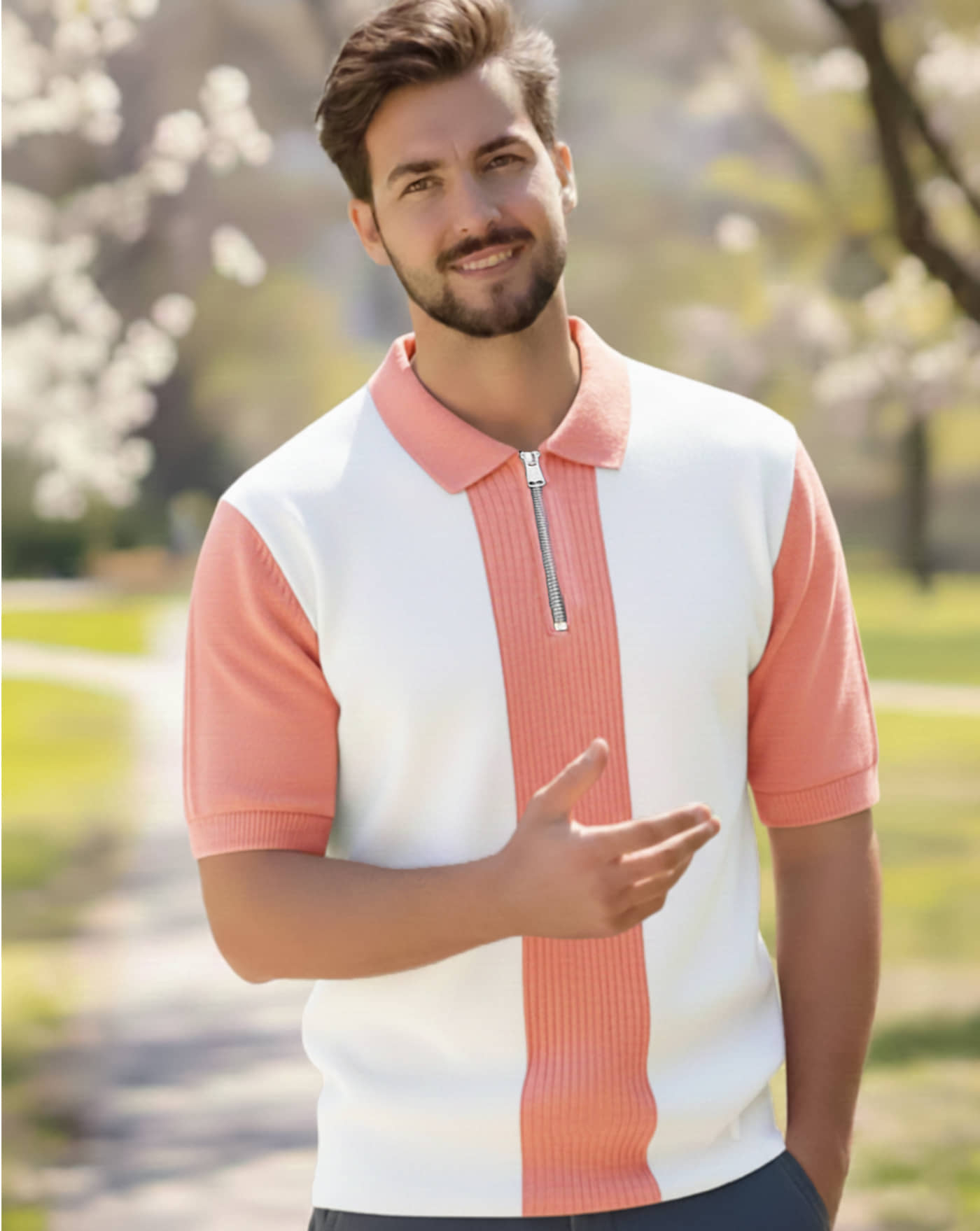 AUSK Men Cotton Blend Regular Fit Striped Polo T Shirt ( Turquoise )