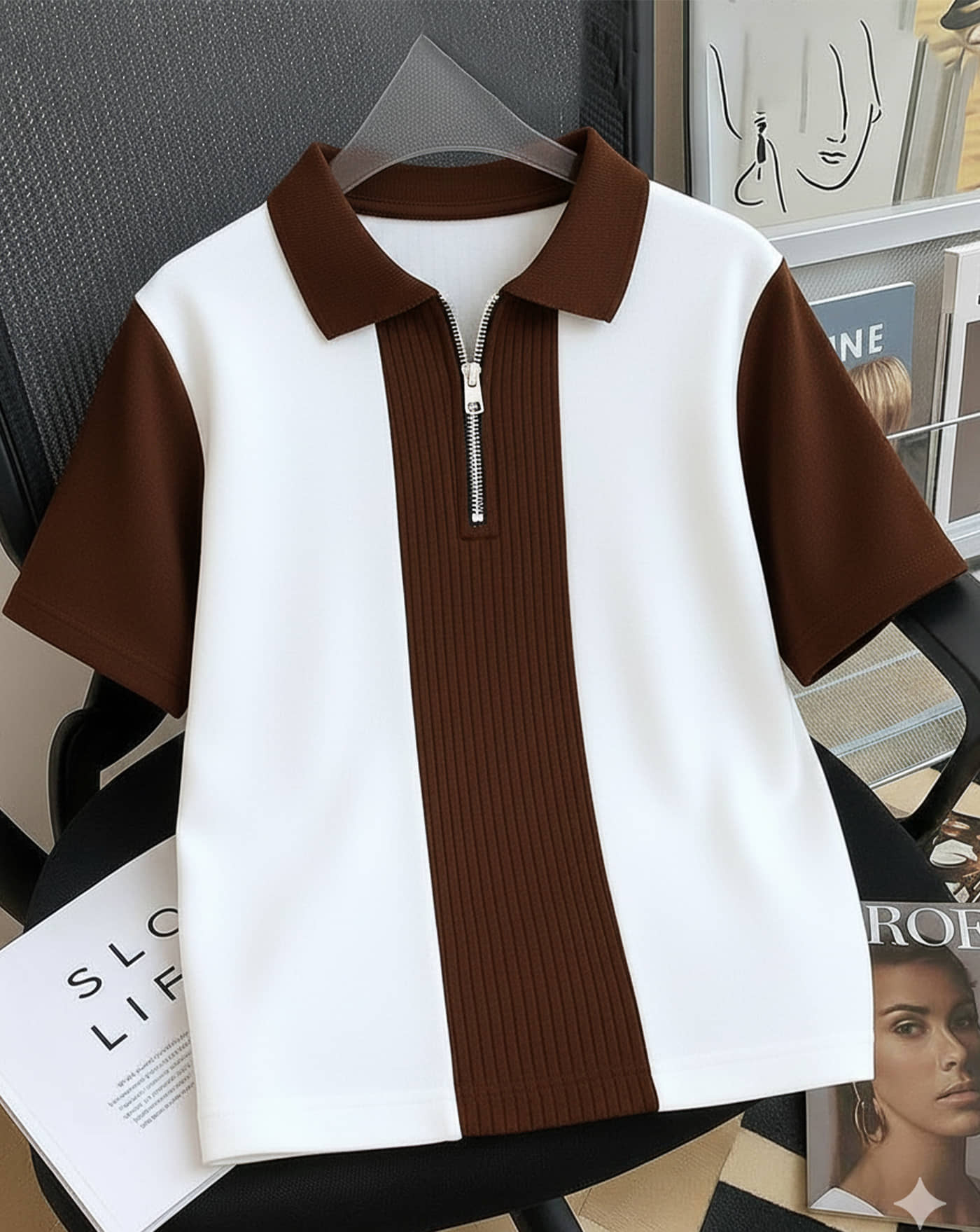 AUSK Men Cotton Blend Regular Fit Striped Polo T Shirt ( Turquoise )