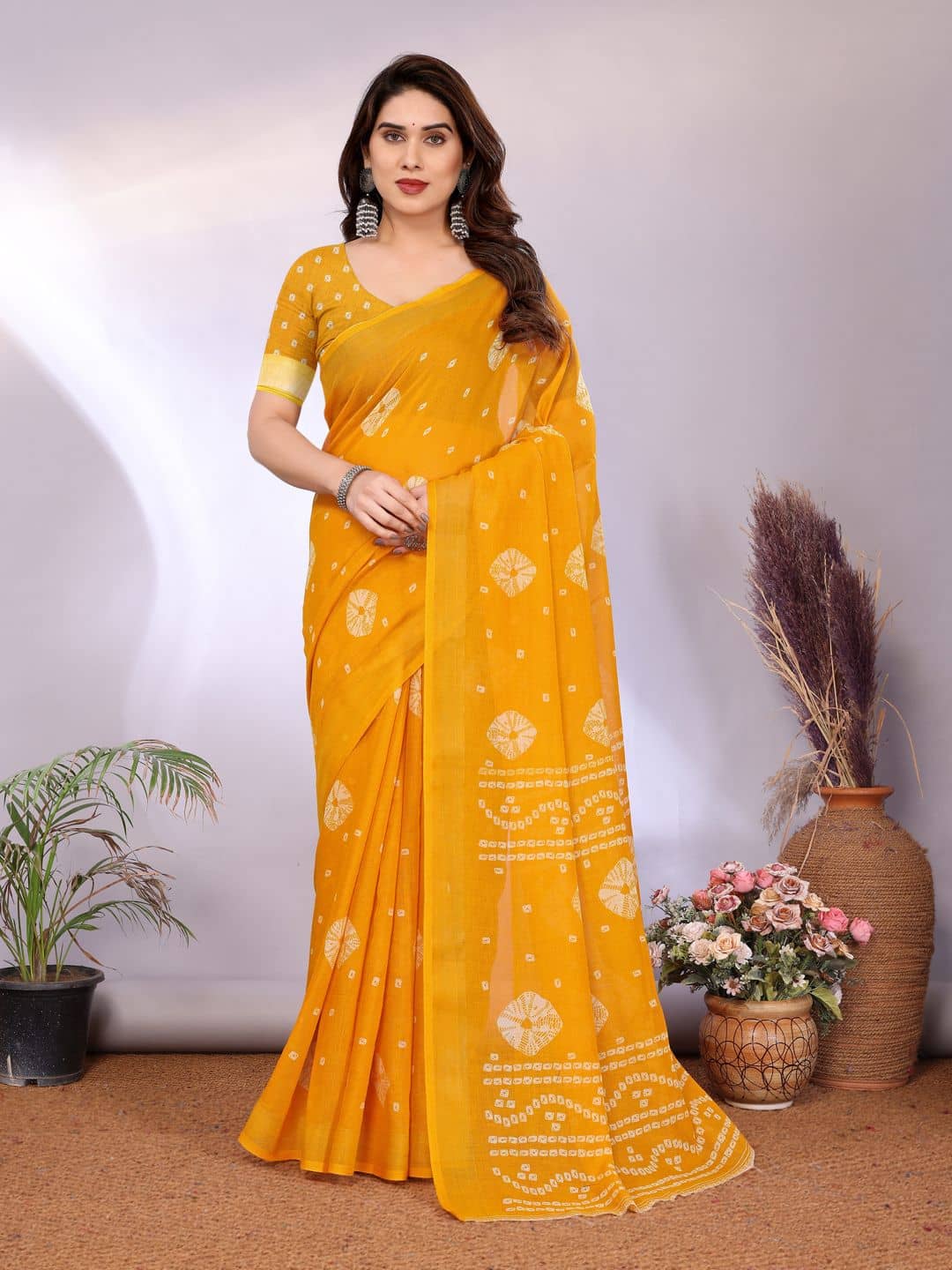HEMA SILK MILLS Linen Embellished Regular Saree With Unstitched Blouse Piece ( Rama ) - Sarees | Buy online on ZillyBuy