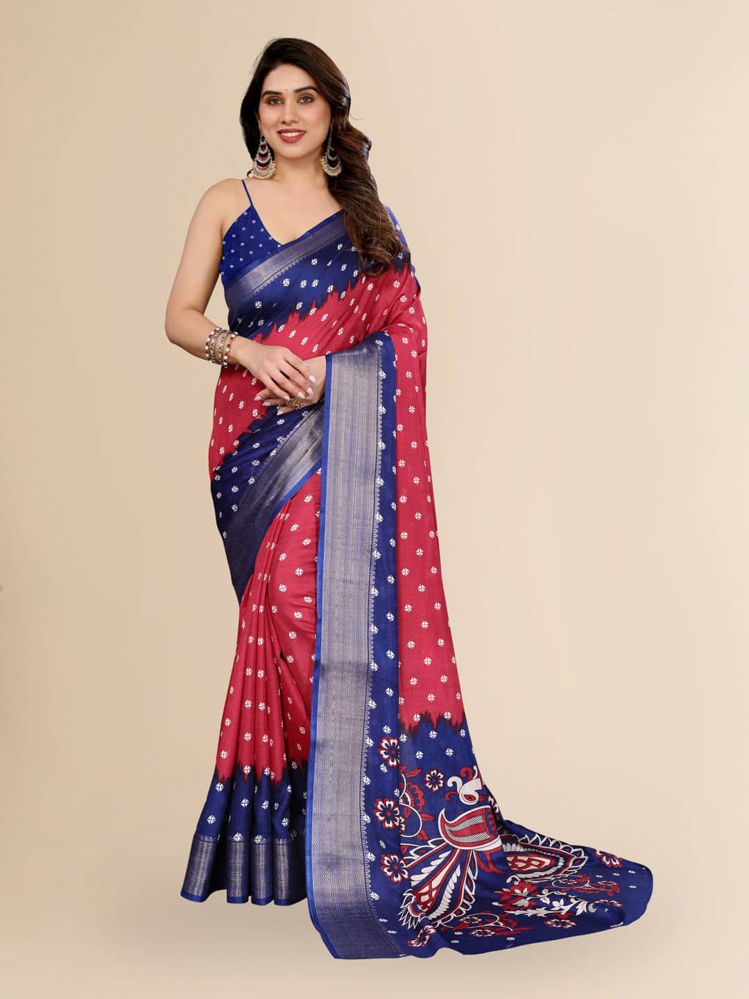 HEMA SILK MILLS Silk Blend Printed Regular Saree With Unstitched Blouse Piece ( Maroon ) - Sarees | Buy online on ZillyBuy