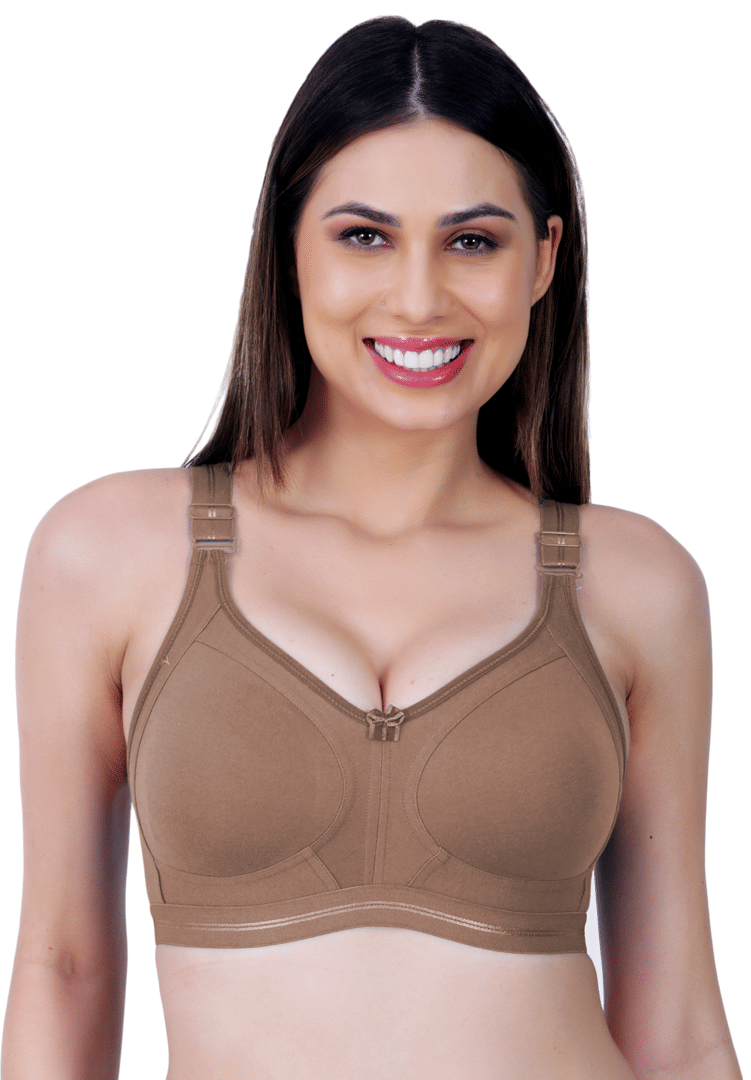Ladyland Pack of 1 Cotton Blend Non Padded Everyday Bra For Women ( Brown )