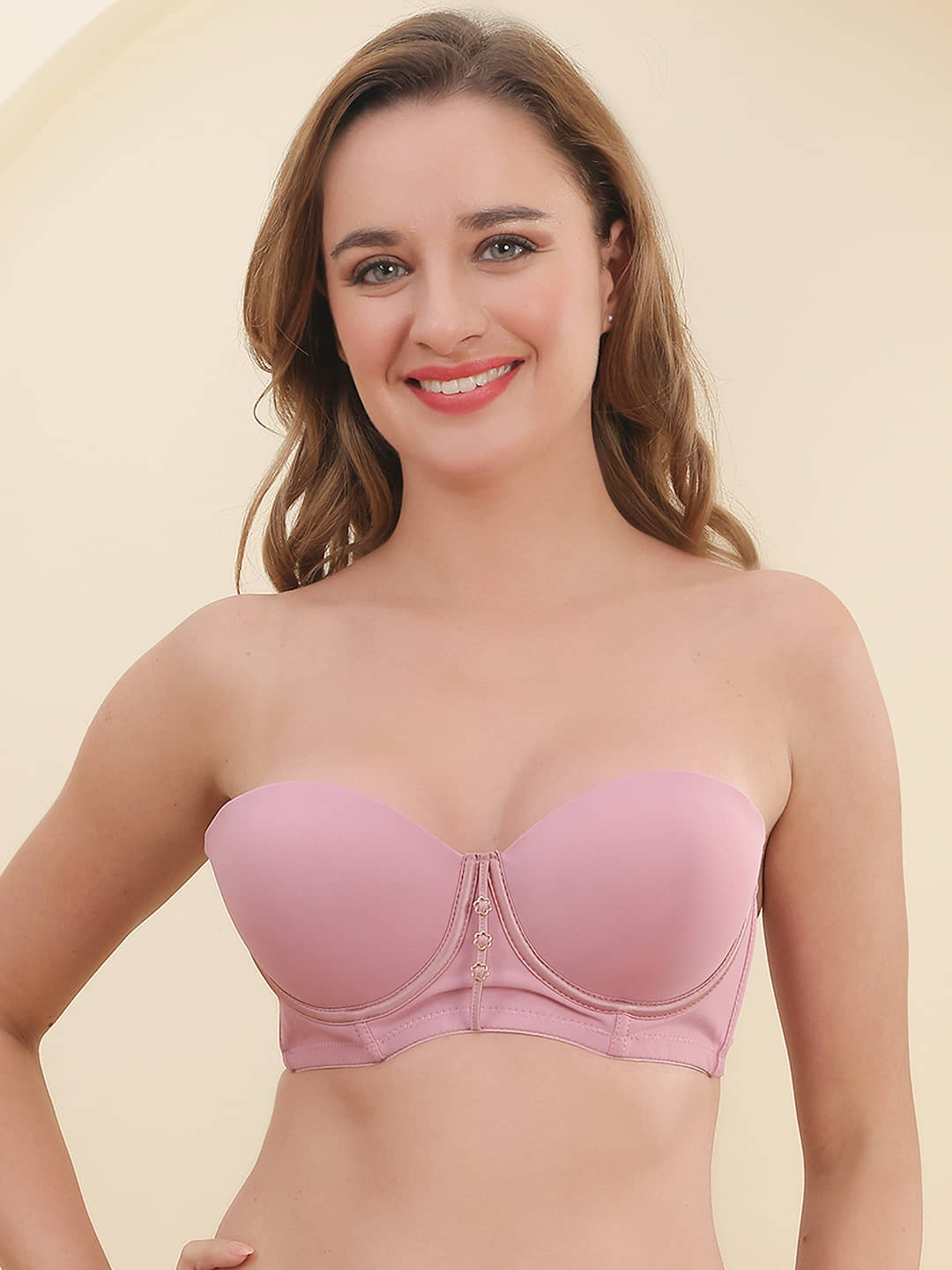 PrettyCat Pack of 1 Polyester Lightly Padded Strapless Bra For Women ( Wine )