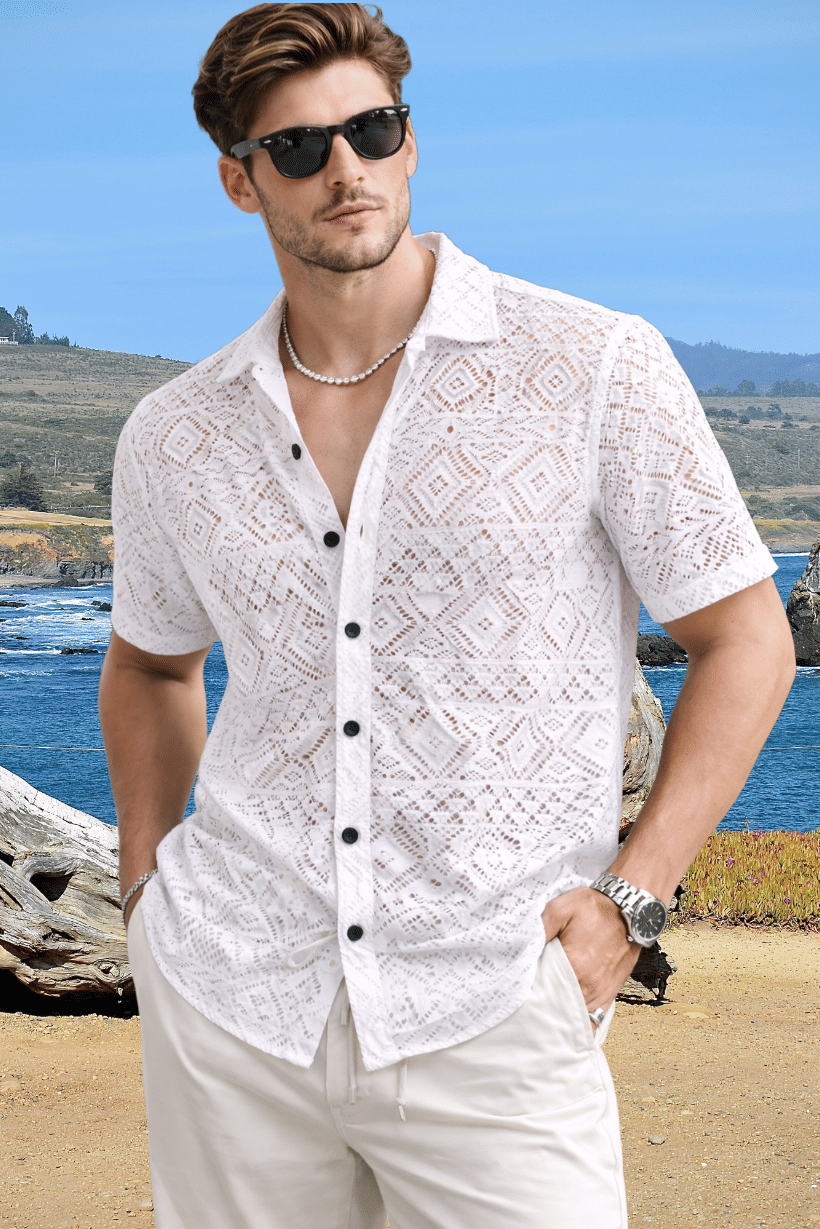TarrenT HunT Cotton Blend Regular Fit Solids Half Sleeves Men's Casual Shirt - White ( Pack of 1 )