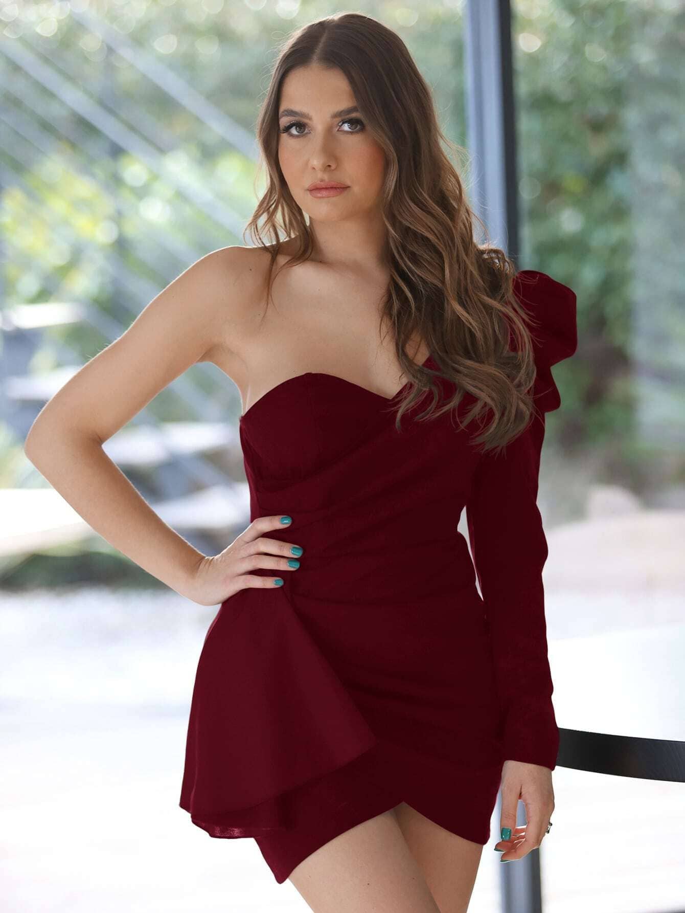 kotty Women Viscose Rayon Solid Bodycon Dress ( Maroon )