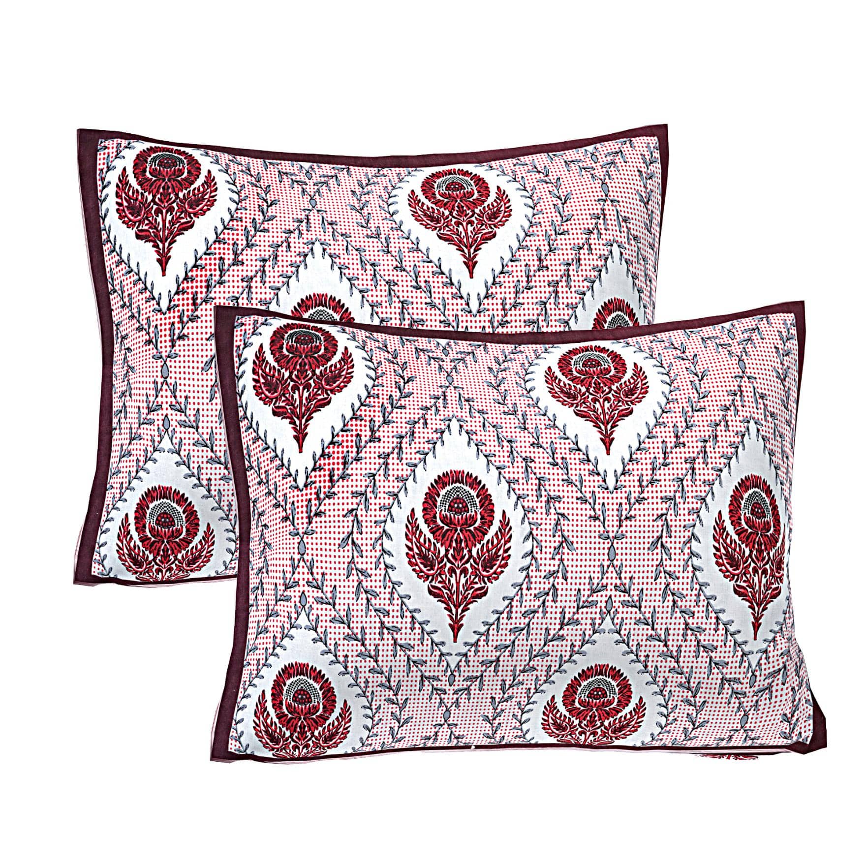AJ Home - Pack of 2 Cotton Floral Regular Pillow Cover ( 68.58 cm(27) x 43.18 cm(17) ) - Brown