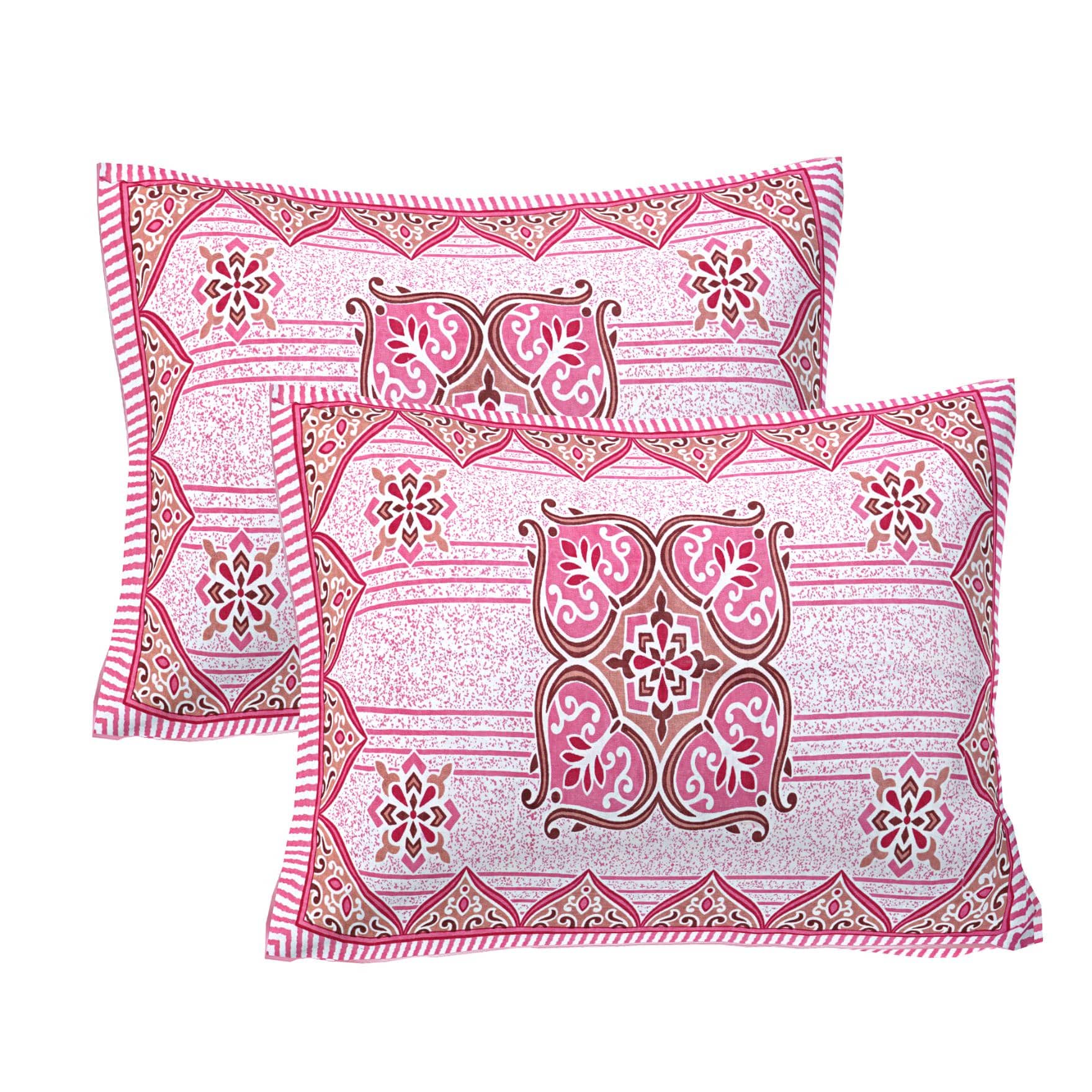 AJ Home - Pack of 2 Cotton Ethnic Regular Pillow Cover ( 68.58 cm(27) x 43.18 cm(17) ) - Pink