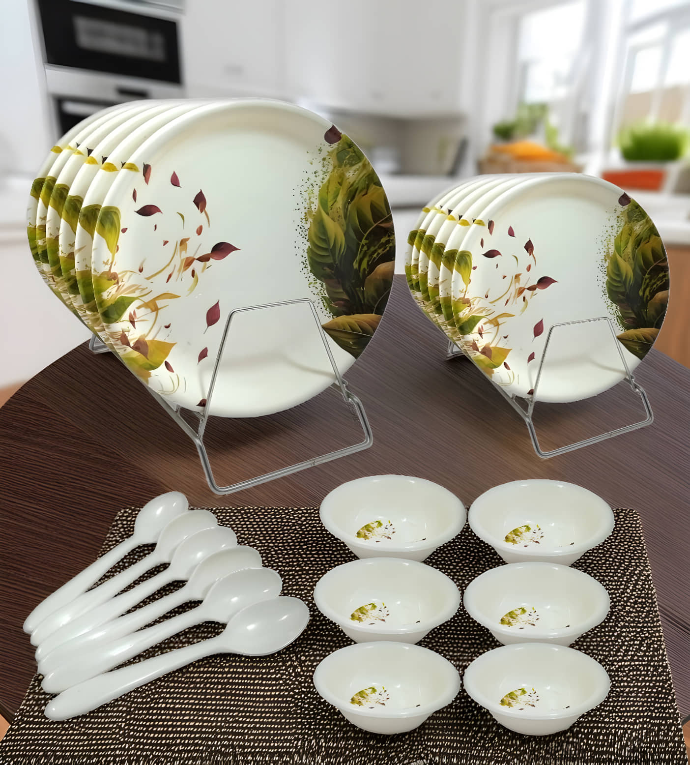 Inpro Melamine Dinner Set Pack Of 24 Printed Melamine Dinner Set ( Pack of 24 ) Multicolor
