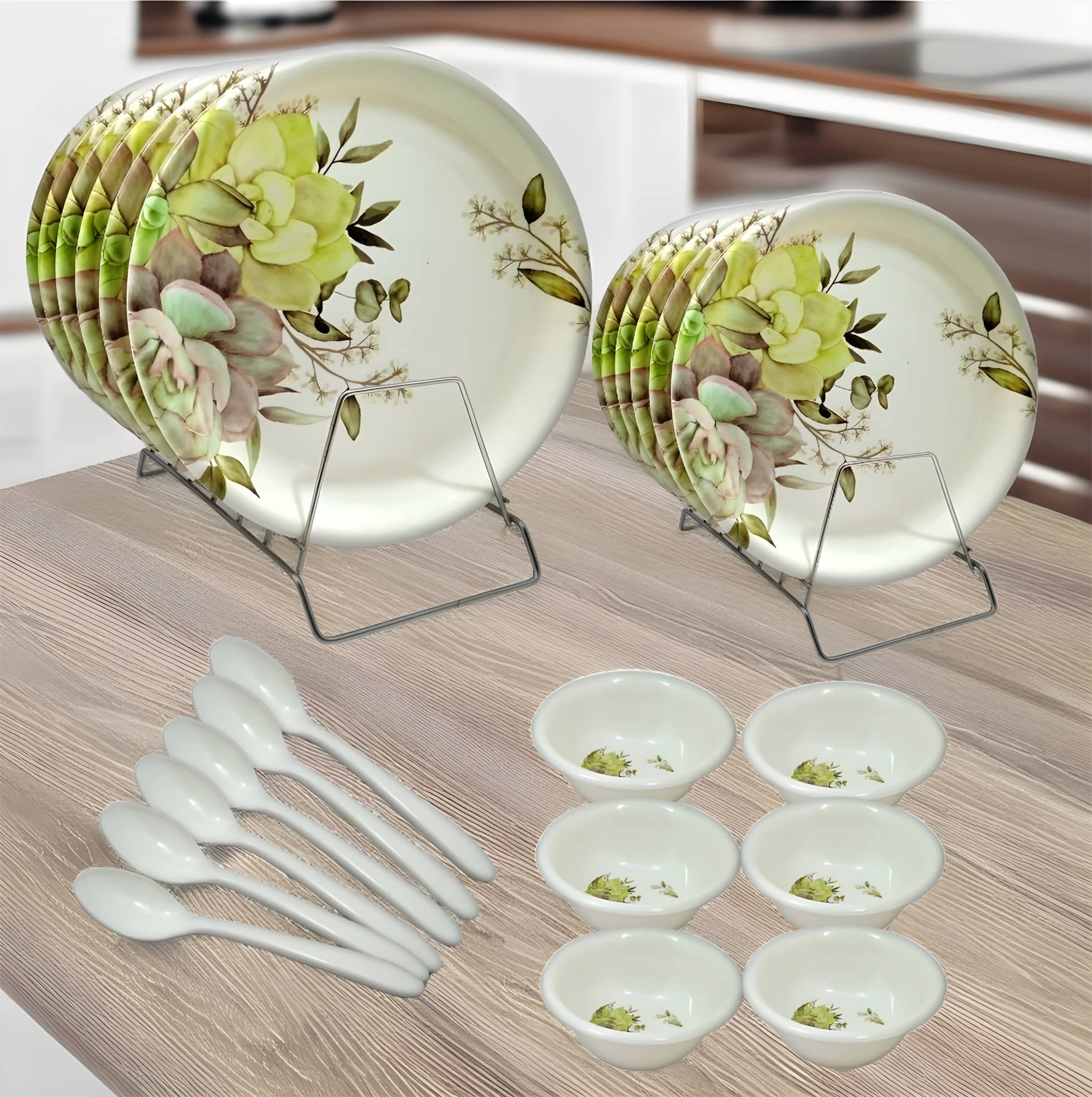 Inpro Melamine Dinner Set Pack Of 24 Printed Melamine Dinner Set ( Pack of 24 ) Multicolor