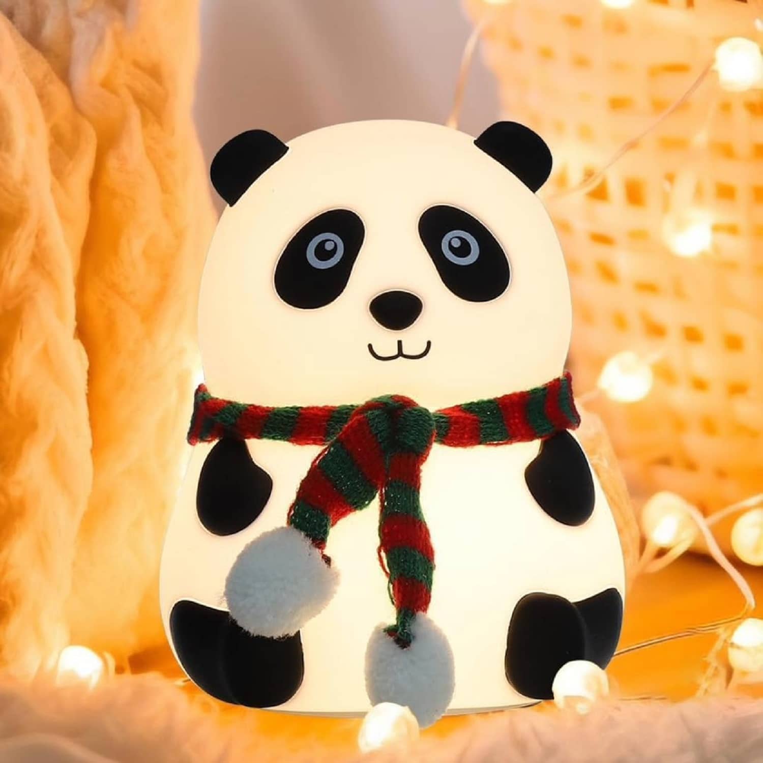 Panda Night Lamp Silicone Touch Color Changing LED Rechargeable Night Light for Kids,