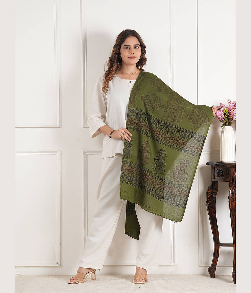 Style 98 Olive Cotton Women's Stole ( Pack of 1 ) - Dupattas & Shawls | Buy online on ZillyBuy