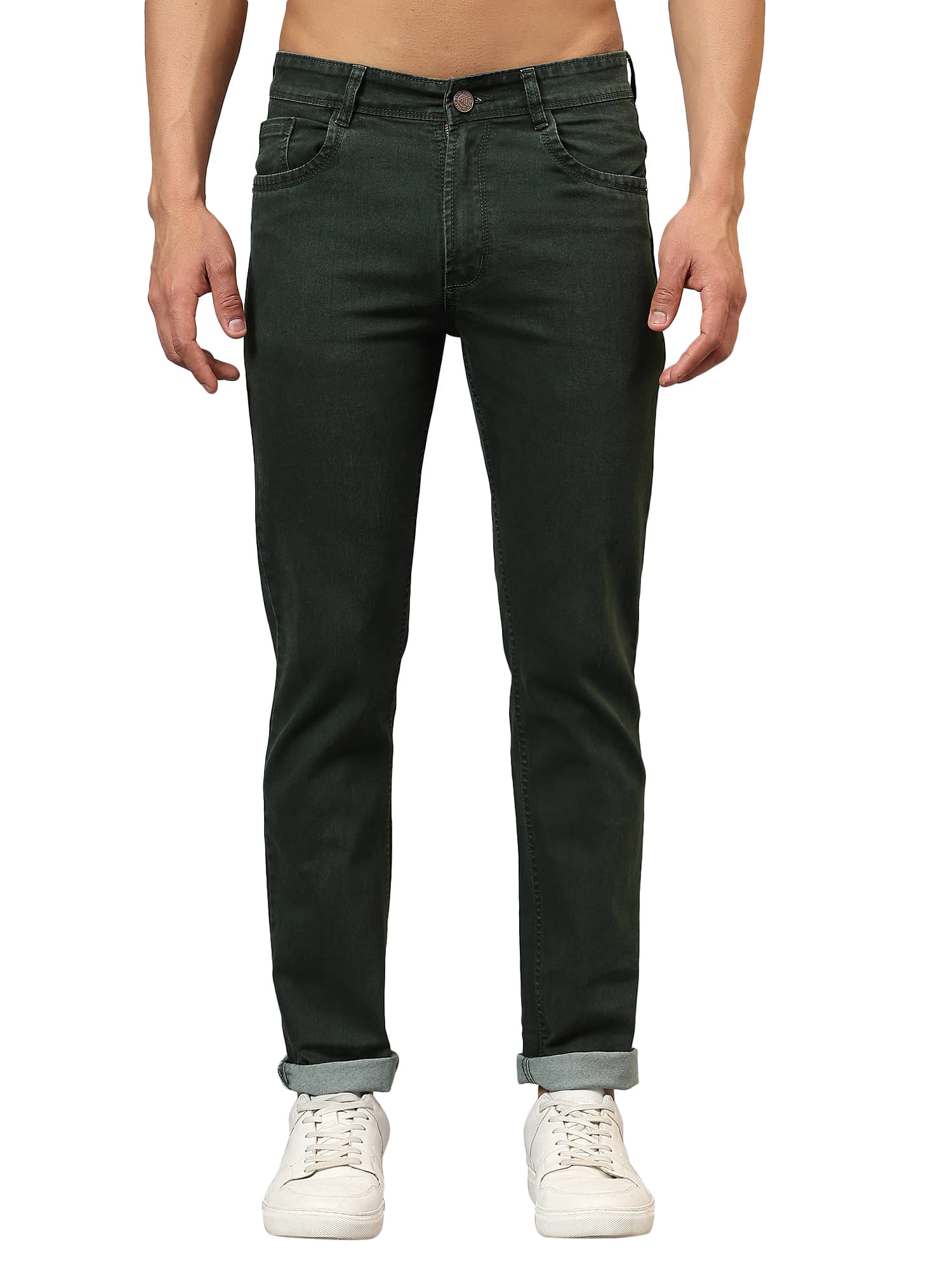 plounge Regular Fit Solid Men's Jeans - Dark Green ( Pack of 1 ) - Jeans | Buy online on ZillyBuy