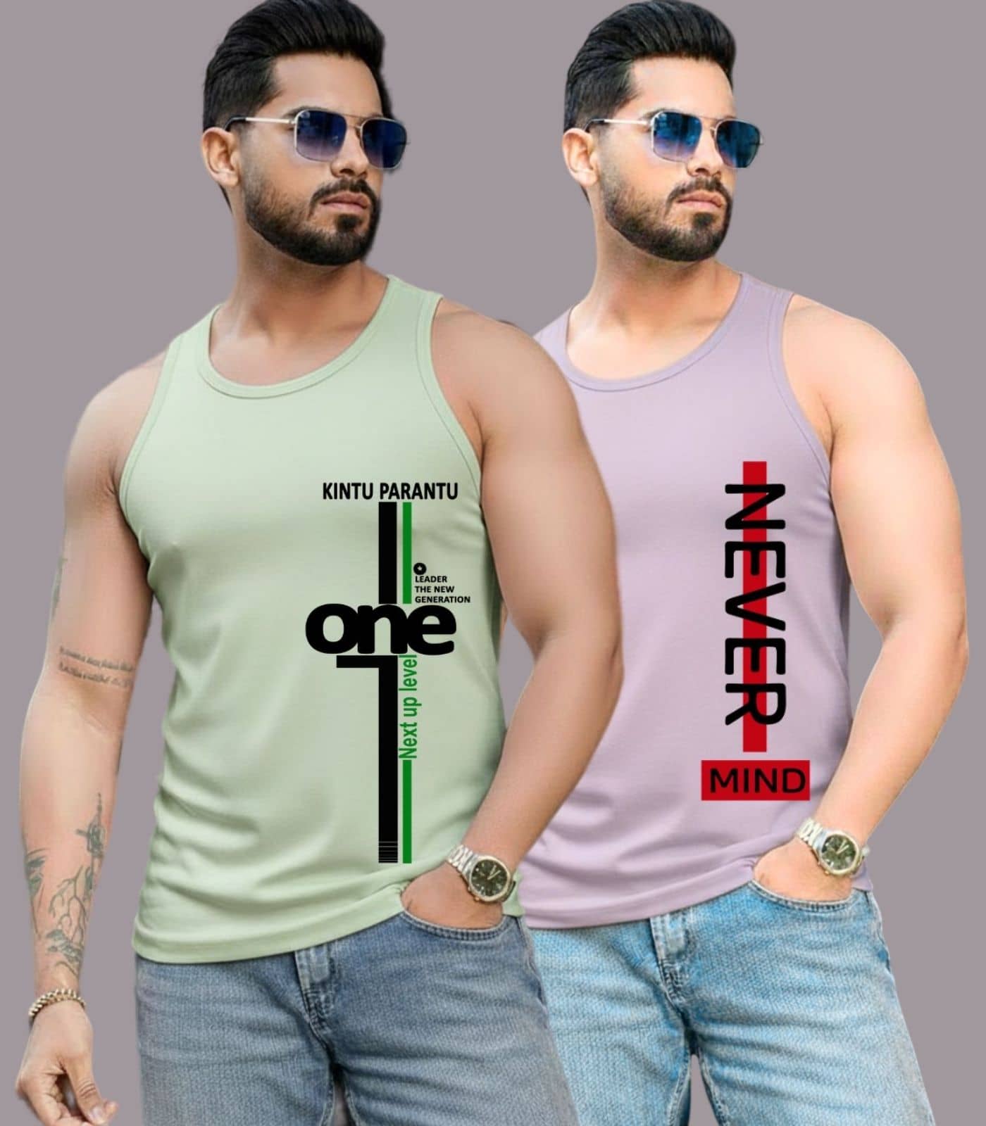 Parona Pack of 2 Polyester Gym Vest For Men ( Multicolor1 ) - Nightwear & Loungewear | Buy online on ZillyBuy