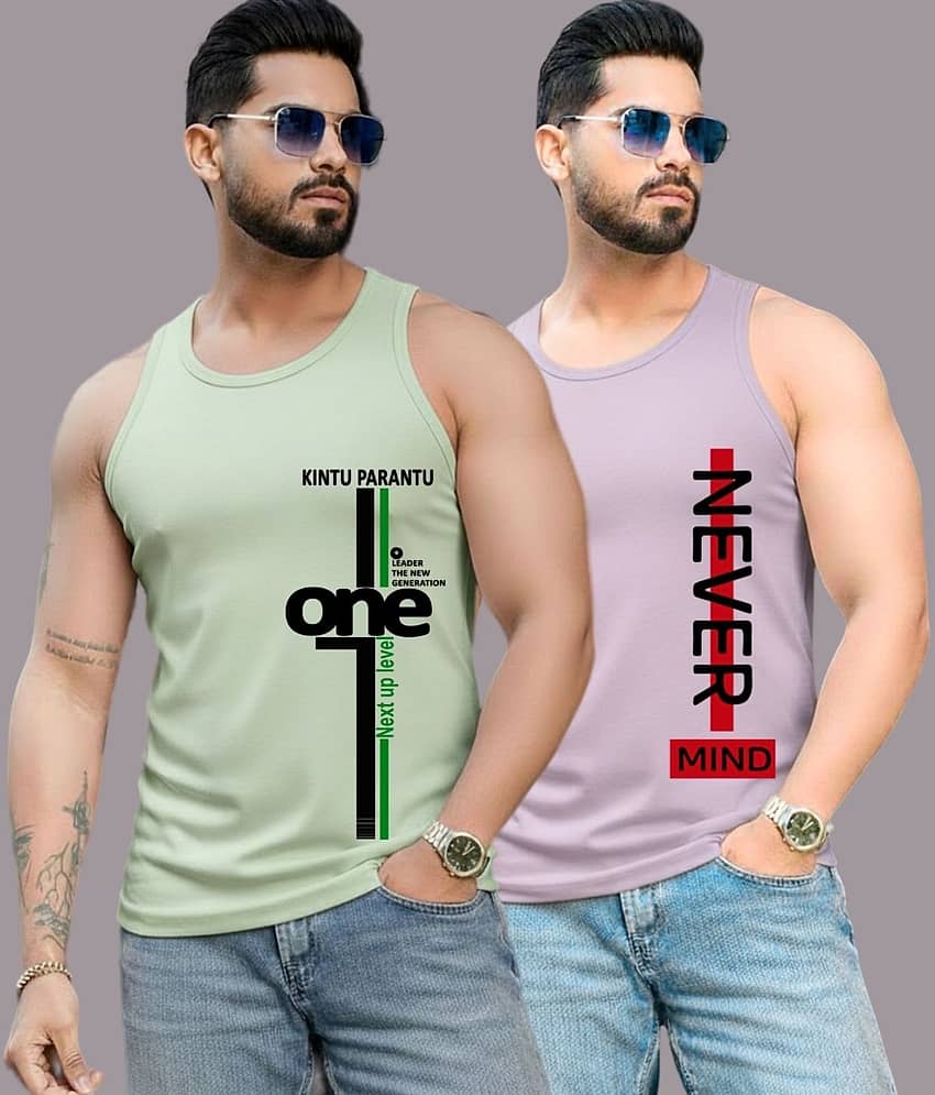 Parona Pack of 2 Polyester Gym Vest For Men ( Multicolor1 ) - Nightwear & Loungewear | Buy online on ZillyBuy