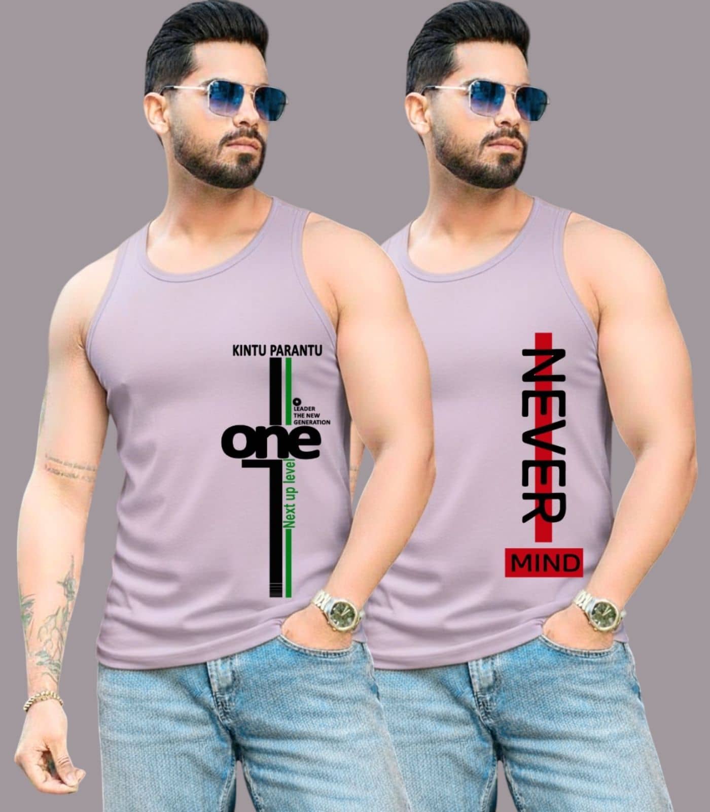 Parona Pack of 2 Polyester Gym Vest For Men ( Multicolor13 ) - Nightwear & Loungewear | Buy online on ZillyBuy