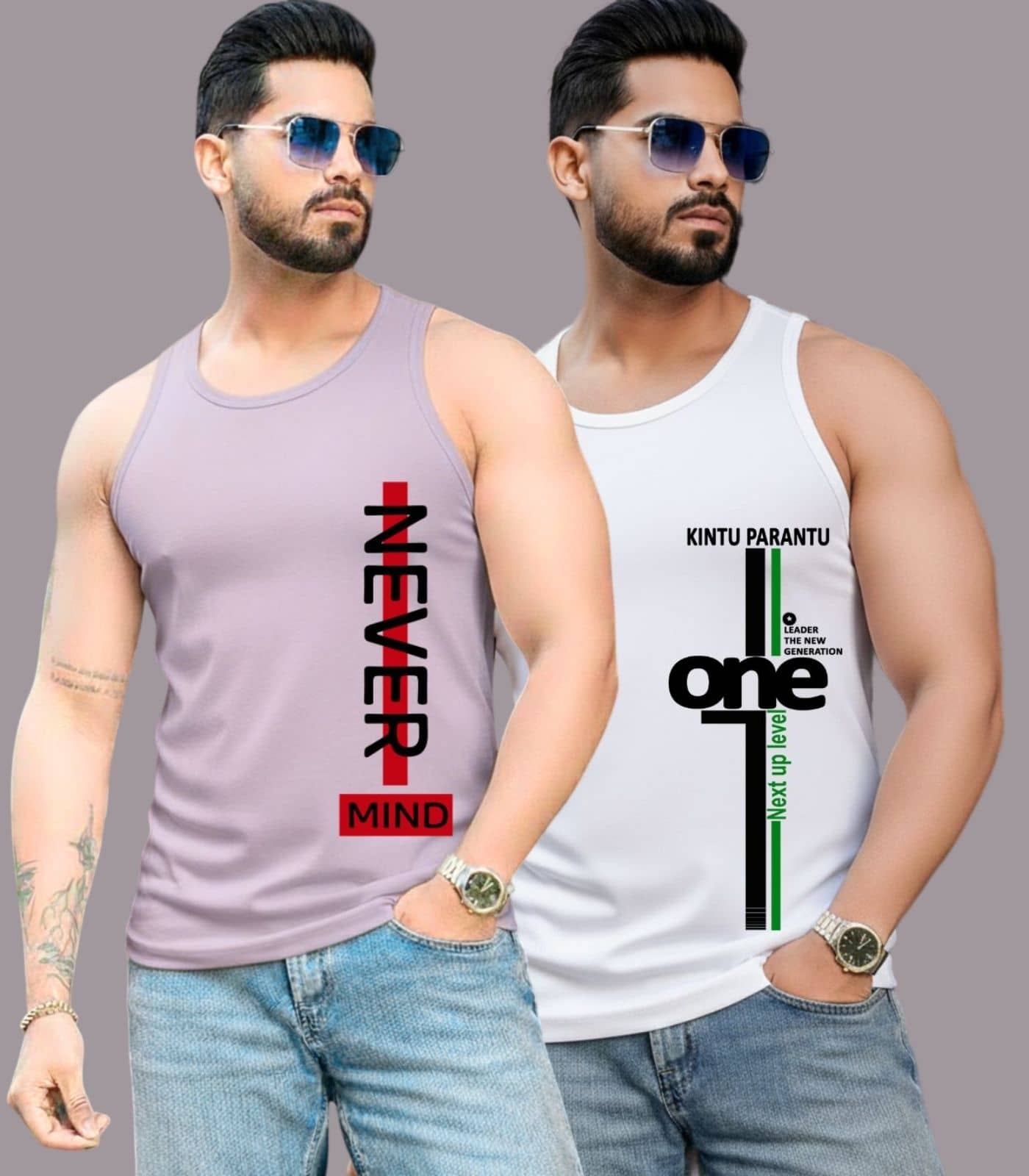 Parona Pack of 2 Polyester Gym Vest For Men ( Multicolor15 ) - Nightwear & Loungewear | Buy online on ZillyBuy