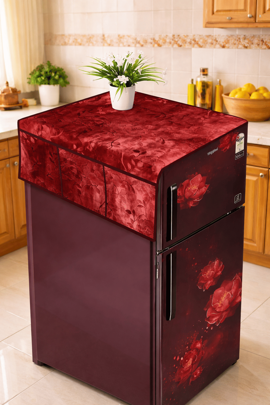 THE LION'S SHARE Knitting Floral Fridge Covers ( 10 12 ) Pack of 1 - Pink