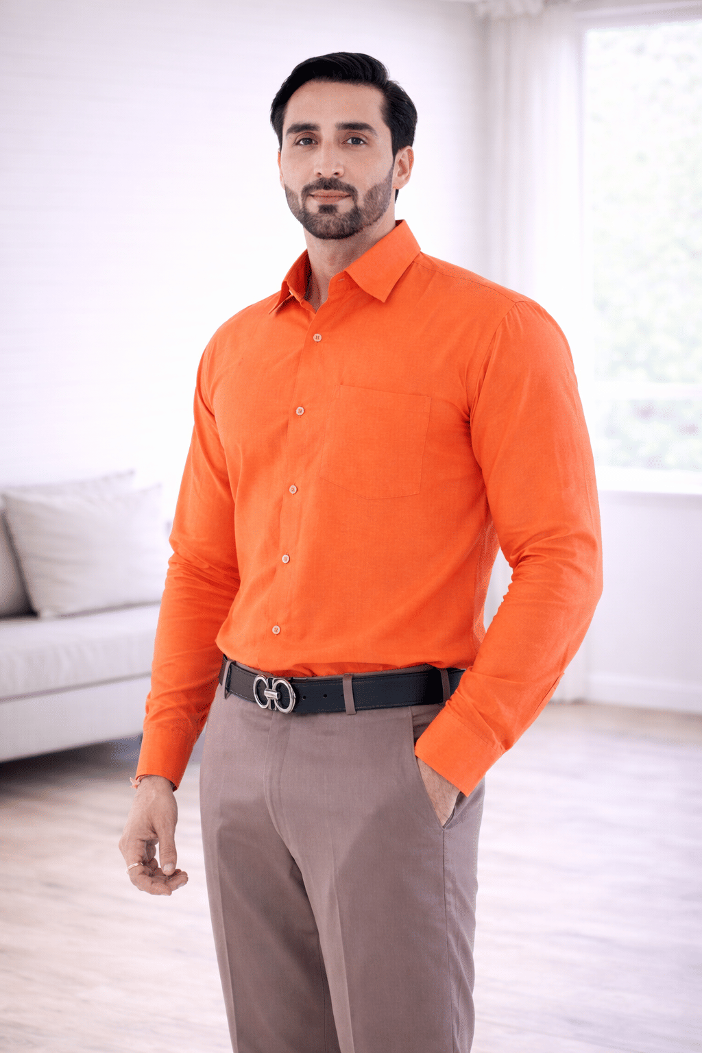 DESHBANDHU KHADI Cotton Regular Fit Full Sleeves Men's Formal Shirt - Orange ( Pack of 1 )