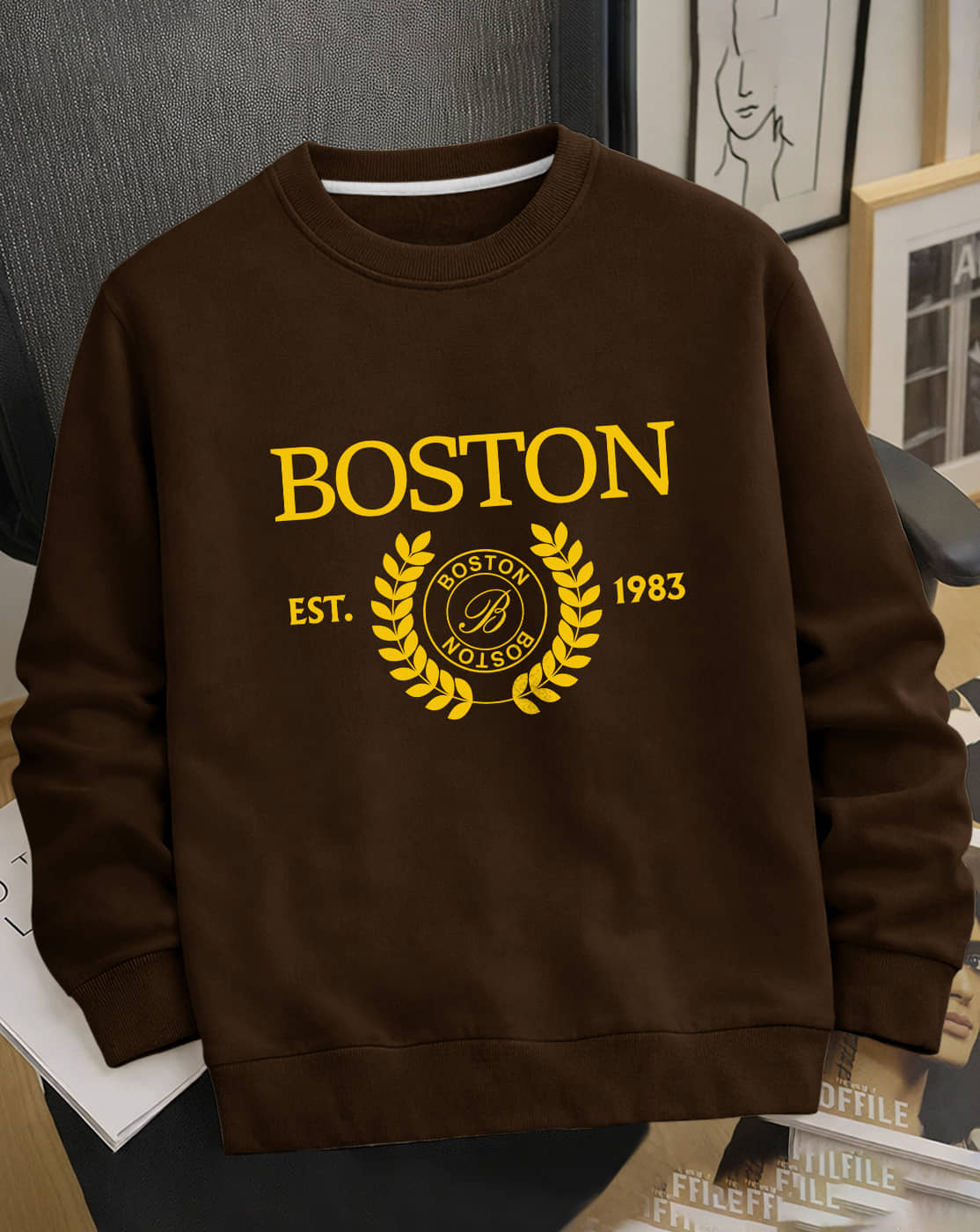 Eyebogler Polyester Round Neck Men's Sweatshirt - Coffee ( Pack of 1 )