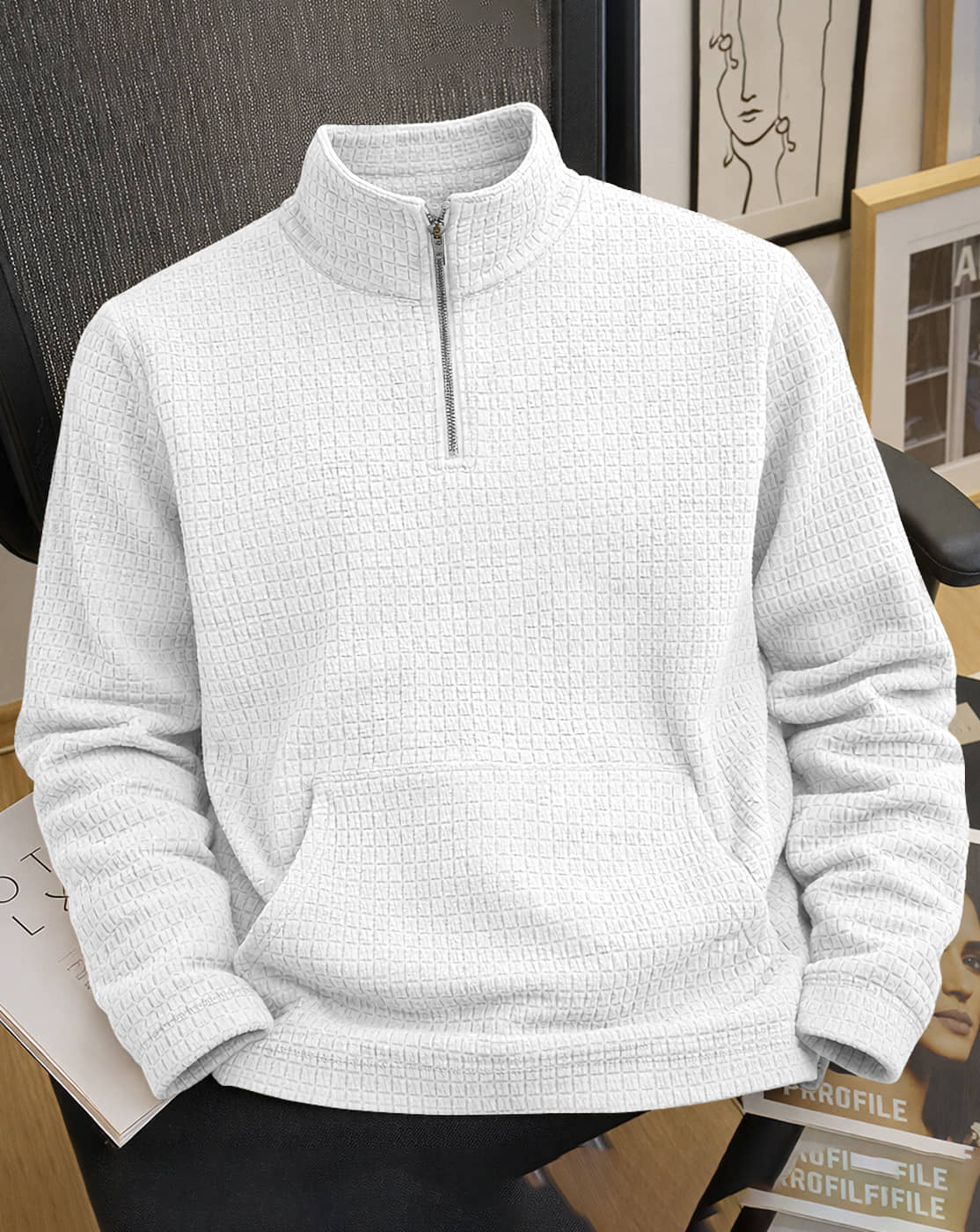 Eyebogler Polyester Turtle Neck Men's Sweatshirt - White ( Pack of 1 )