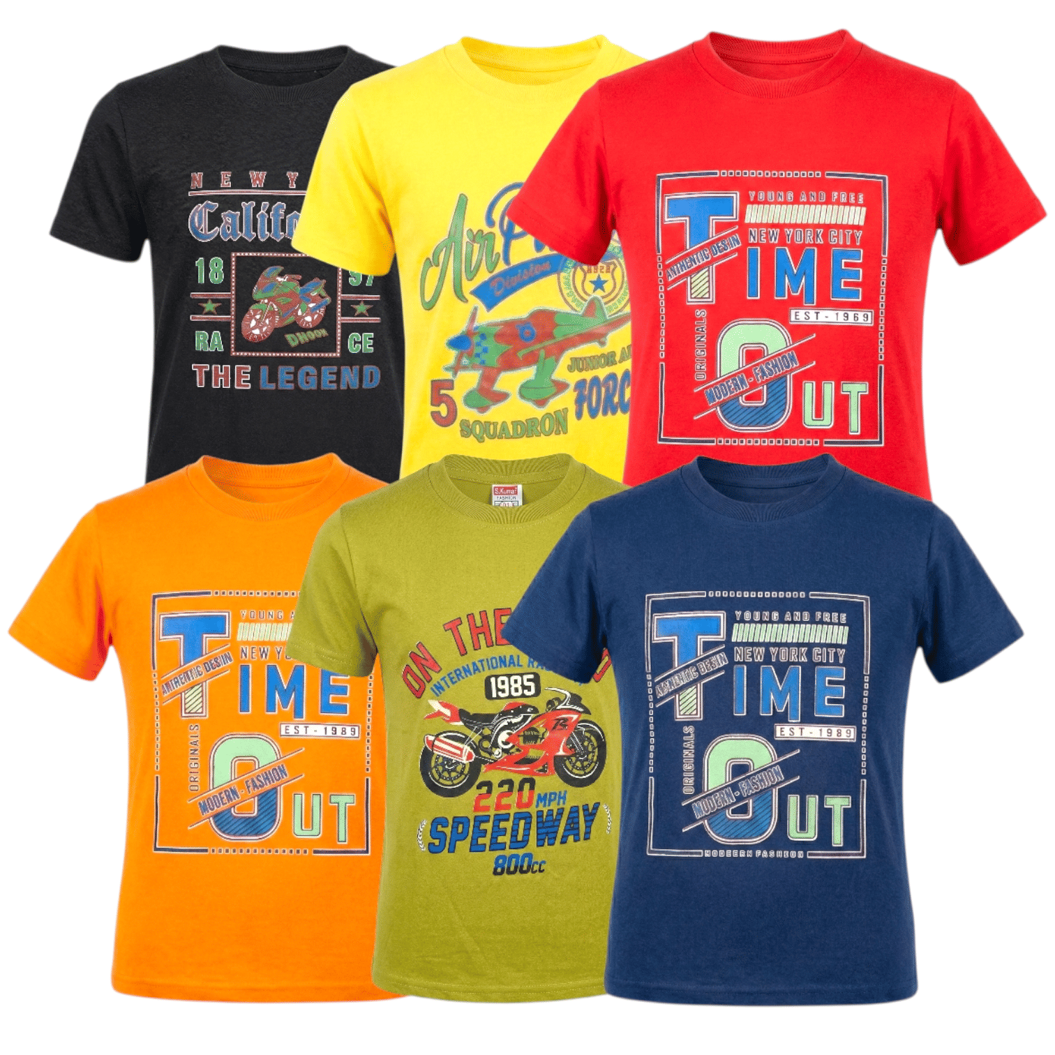LEMONYFABRICS Pack of 6 Boys Cotton Blend Polo T-Shirt ( Multicolor )