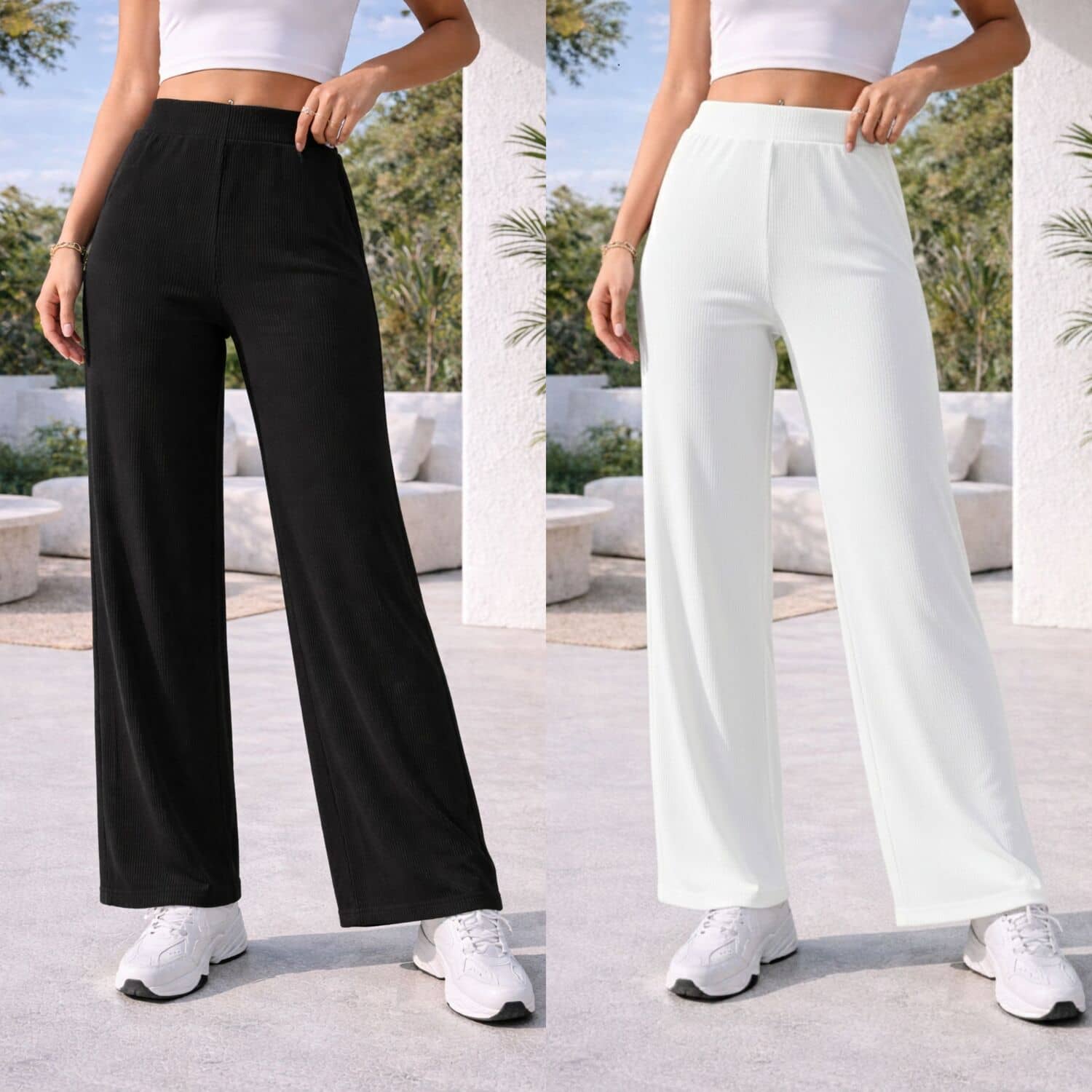 CITYTALK Women Lycra Korean Trousers ( Black,White ) - Trousers | Buy online on ZillyBuy
