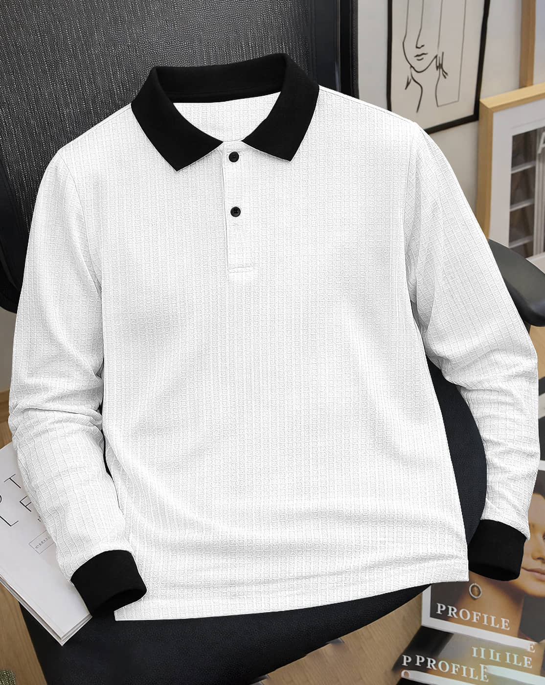 Eyebogler Men Polyester Regular Fit Solid Polo T Shirt ( White )