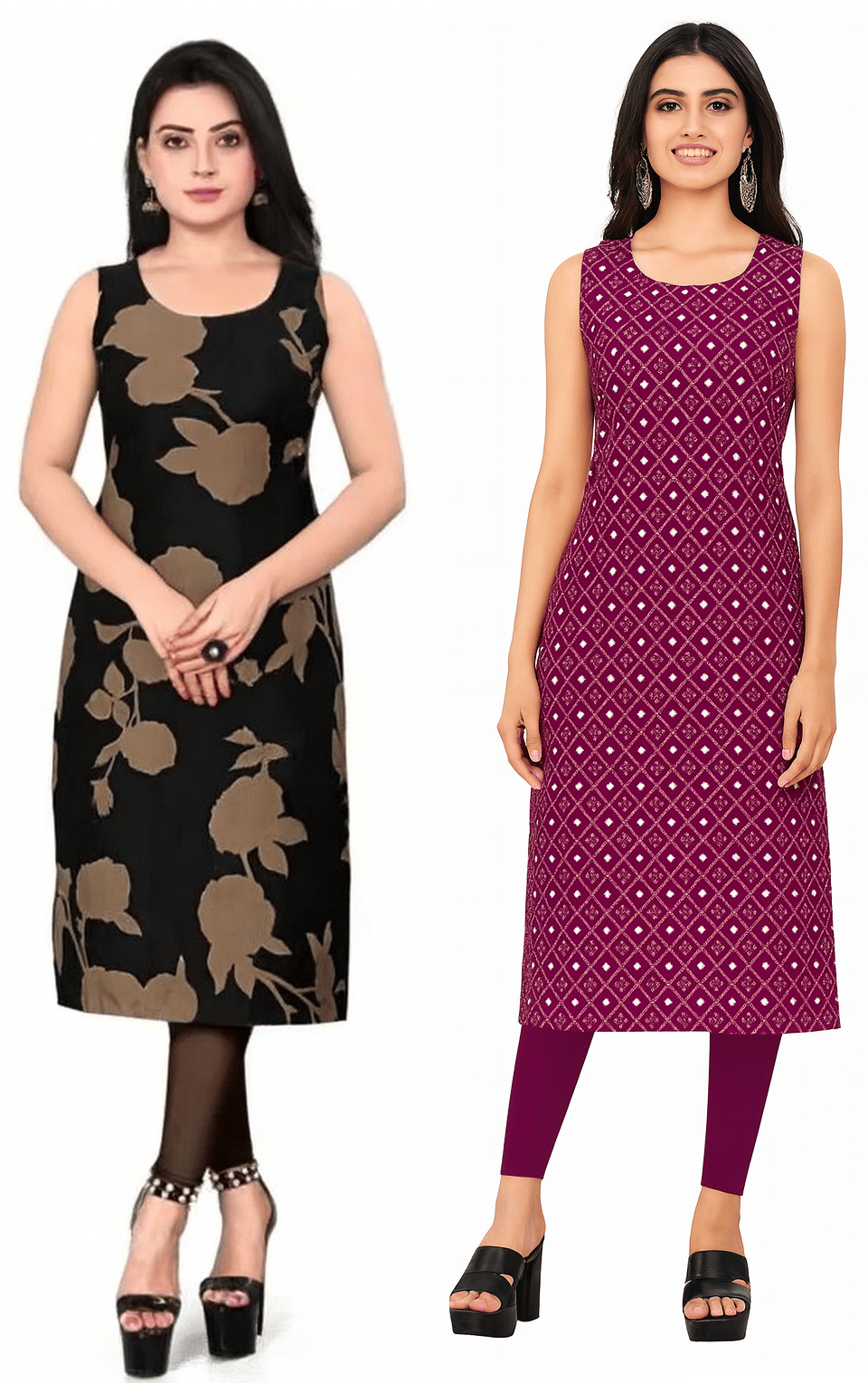 Fashion Fair Women Crepe Printed Straight Kurti ( Multicoloured ) - Kurtis, Tunics | Buy online on ZillyBuy