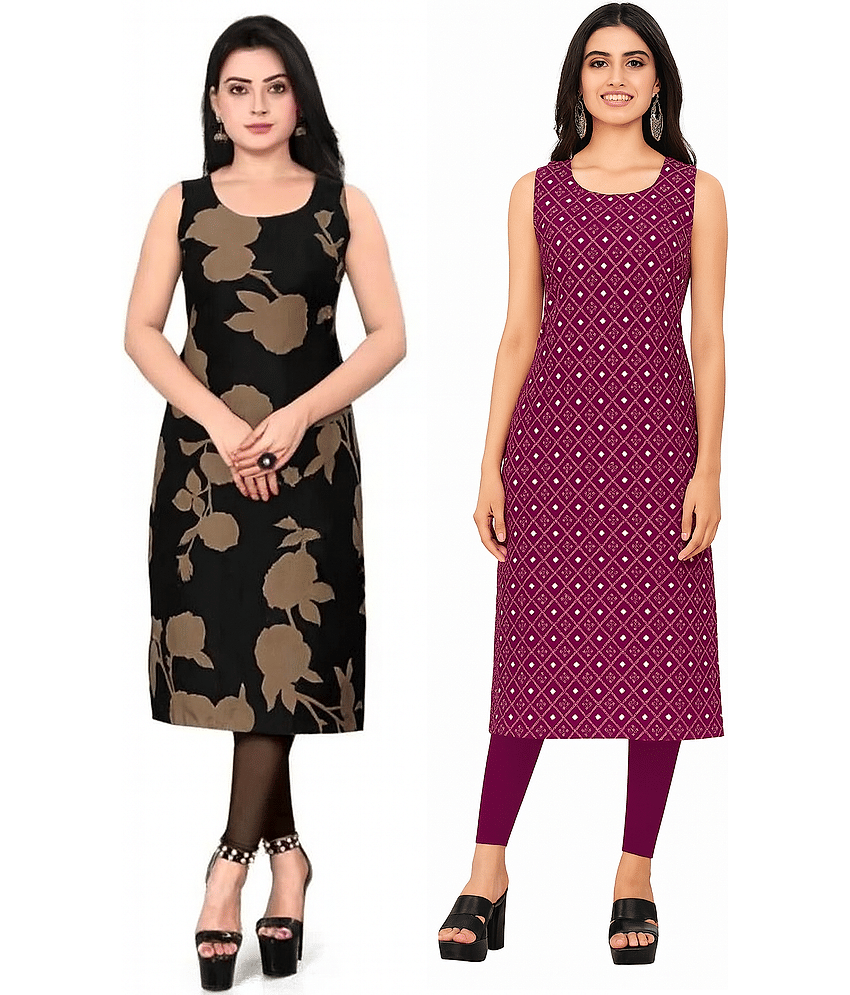 Fashion Fair Women Crepe Printed Straight Kurti ( Multicoloured ) - Kurtis, Tunics | Buy online on ZillyBuy