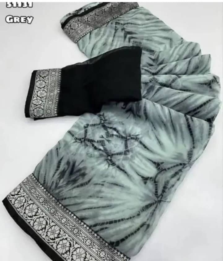 Gullak Georgette Printed Regular Saree With Unstitched Blouse Piece ( Black ) - Sarees | Buy online on ZillyBuy