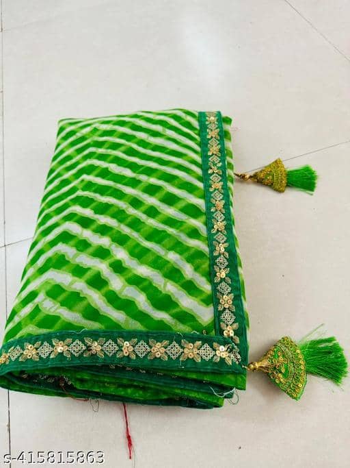 Gullak Georgette Printed Regular Saree With Unstitched Blouse Piece ( Green ) - Sarees | Buy online on ZillyBuy