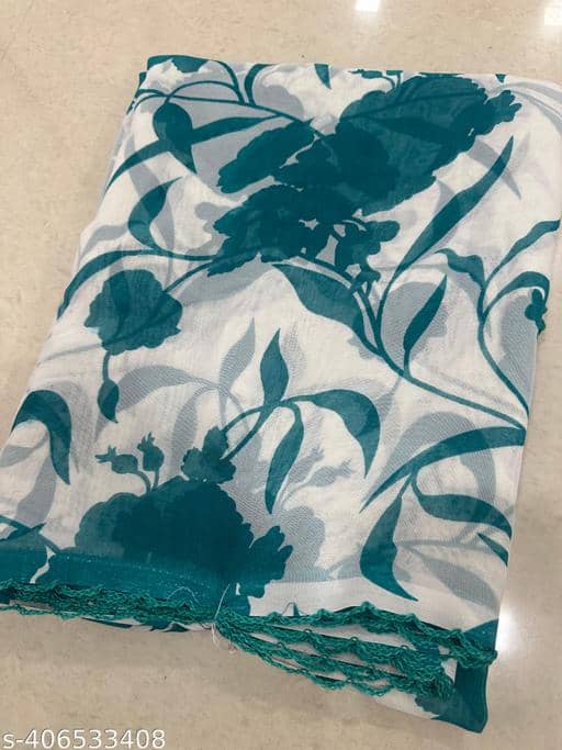 Gullak Georgette Printed Regular Saree With Unstitched Blouse Piece ( Light Blue ) - Sarees | Buy online on ZillyBuy