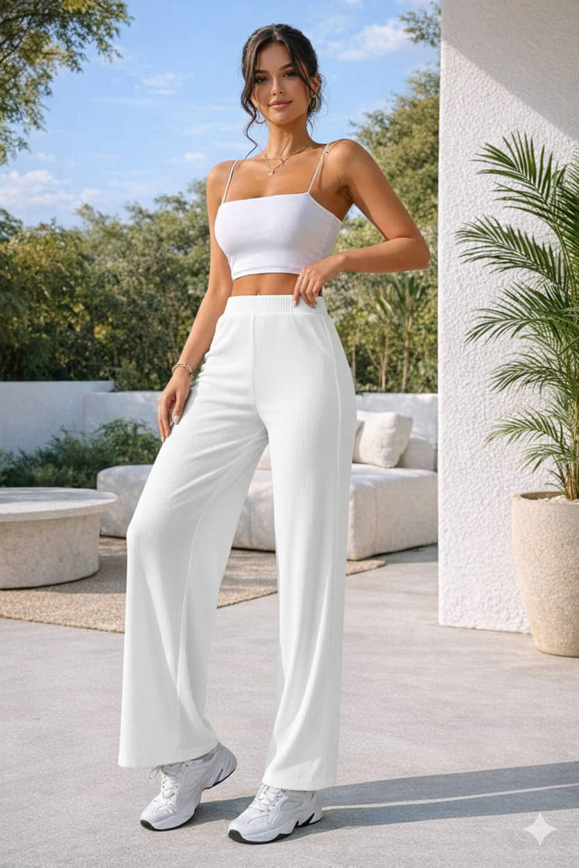 Qyaas Women Lycra Korean Trousers ( White ) - Trousers | Buy online on ZillyBuy