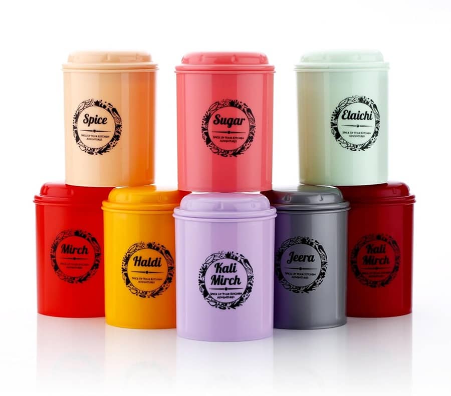 analog kichenware Tea/Masala/Condiment Plastic Multicolor Spice Container ( Set of 8 )